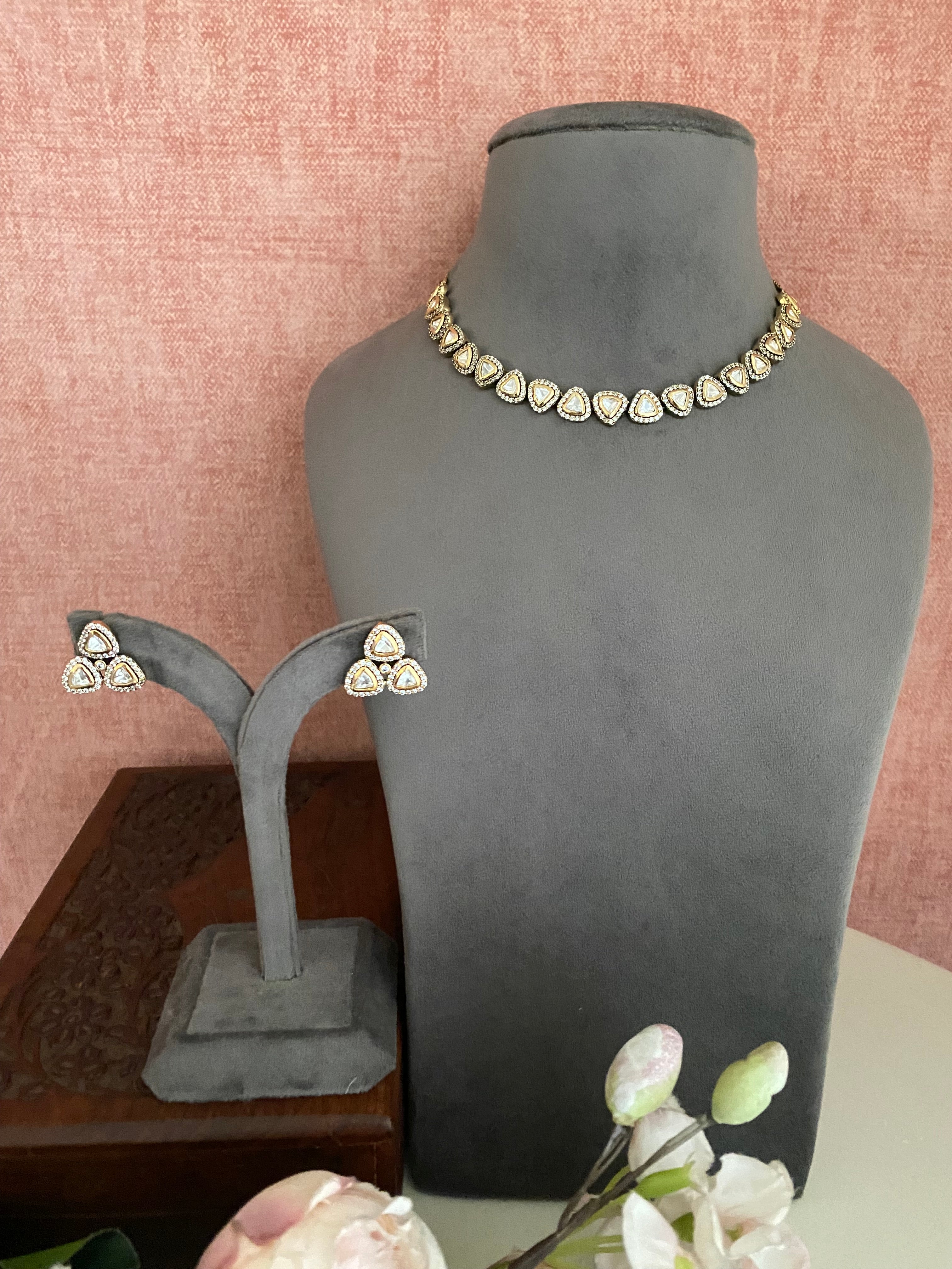 Moissanite Polki Necklace Set