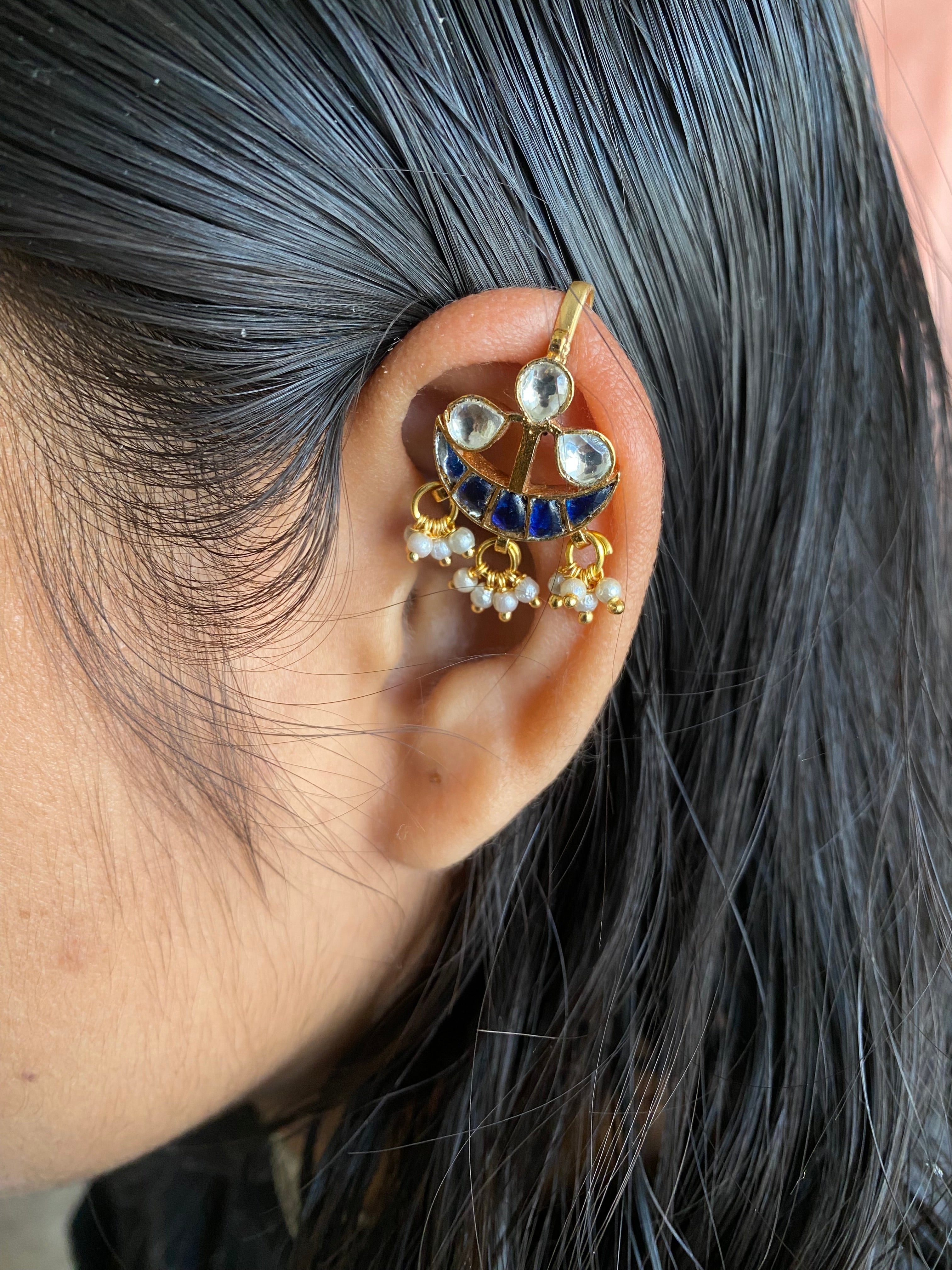 Gold plated Kundan Ear Cuff
