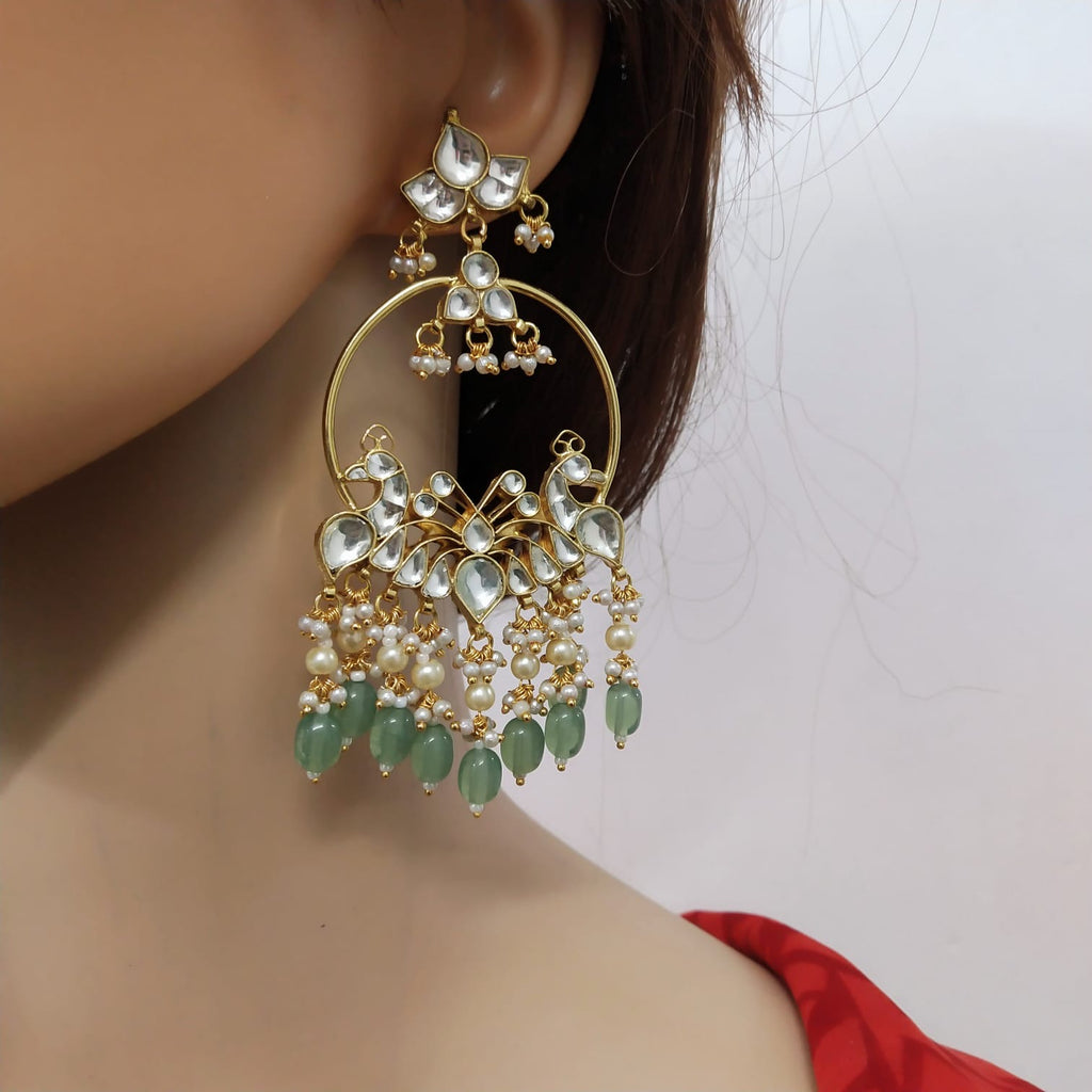 Kundan Earring with Mint drops