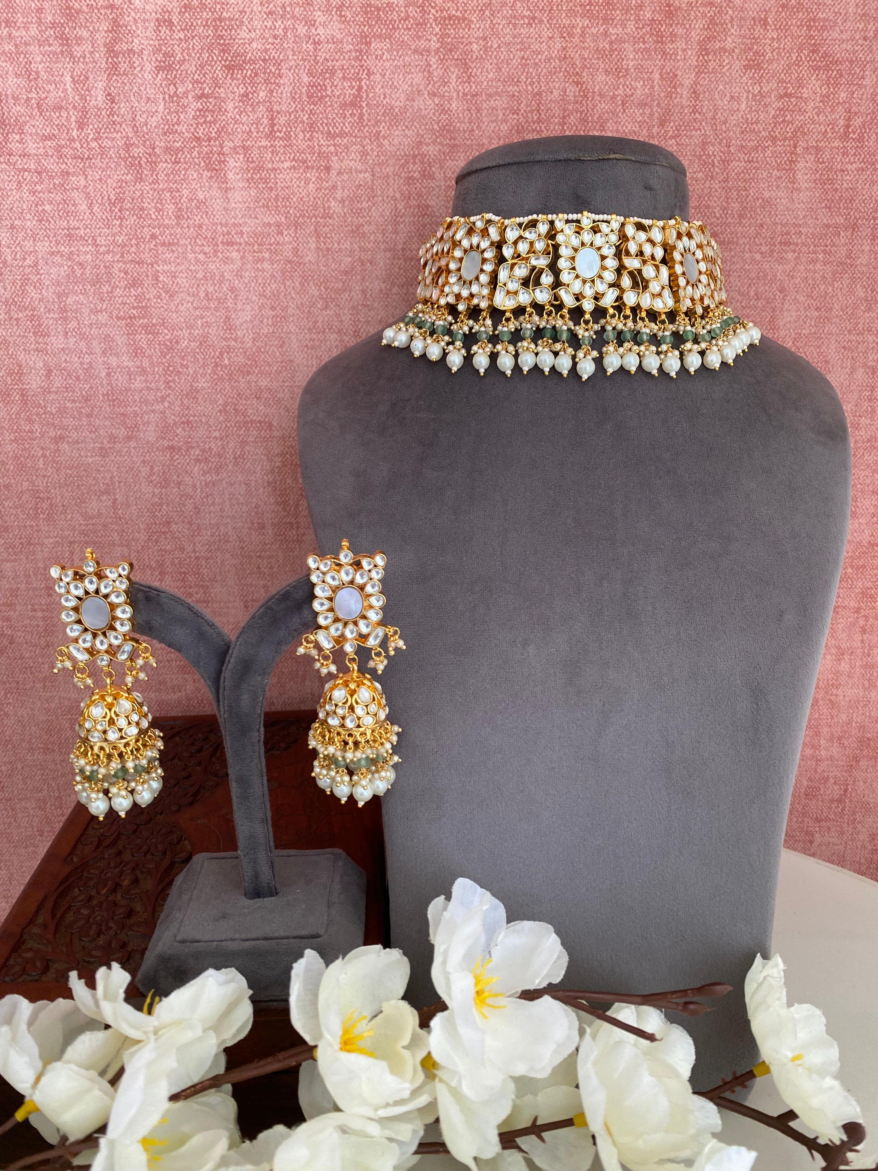 Mother of Pearl and kundan Choker set