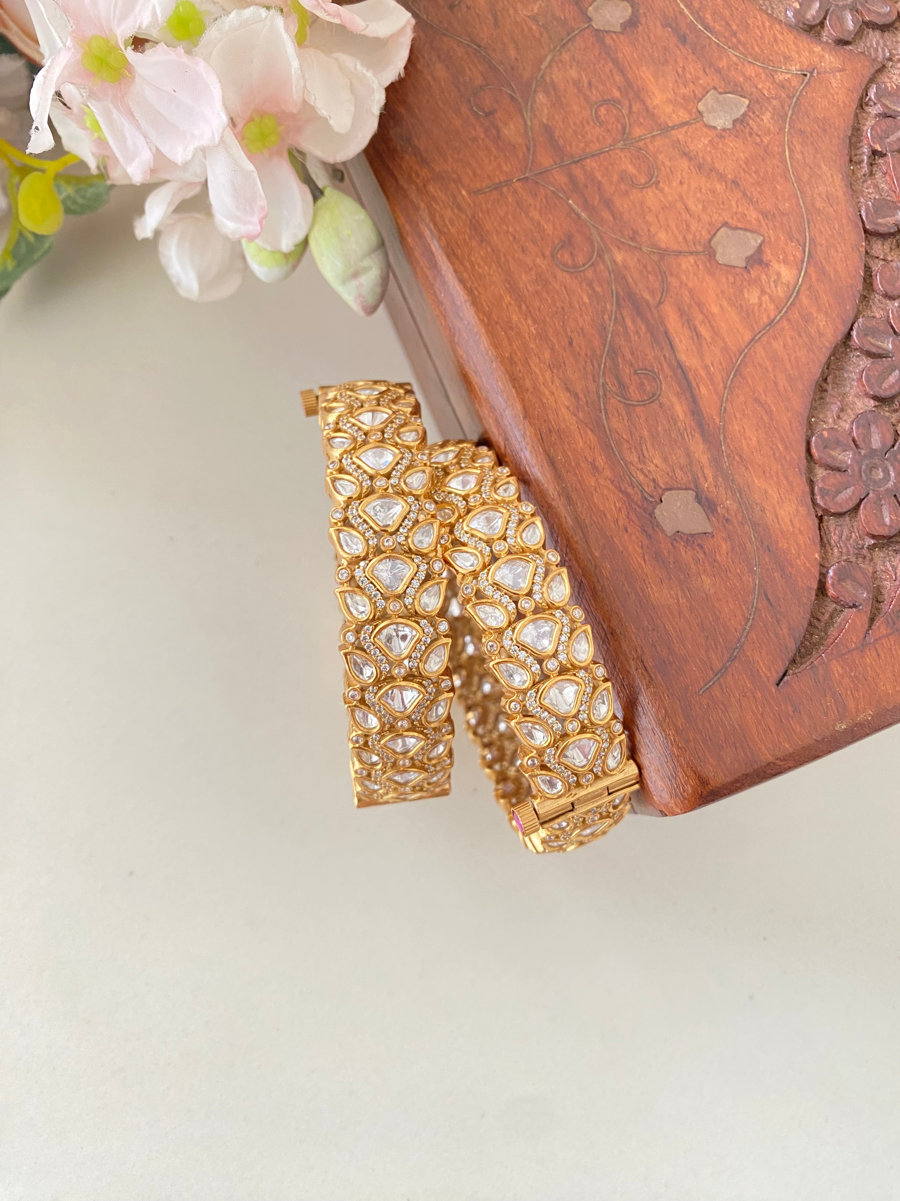 Gold plated Moissanite Bangles