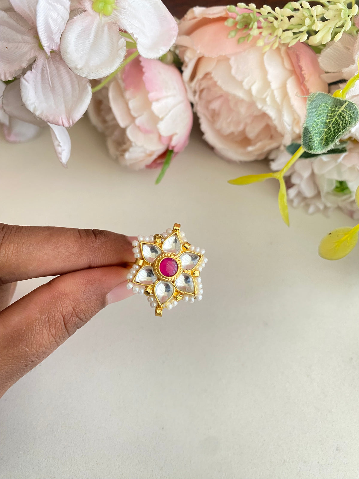 Gold plated Kundan Ring