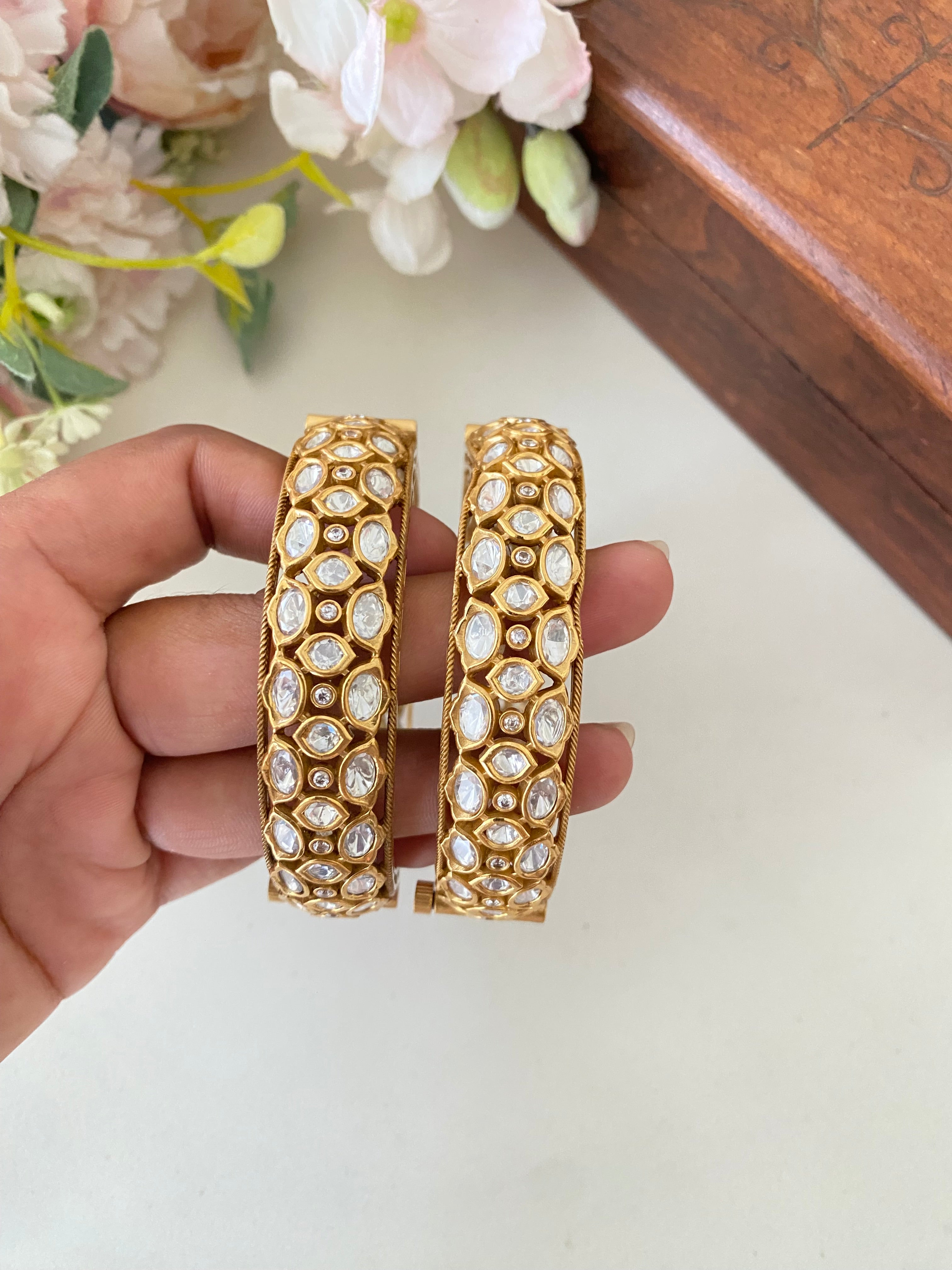 Gold plated Moissanite Bangles