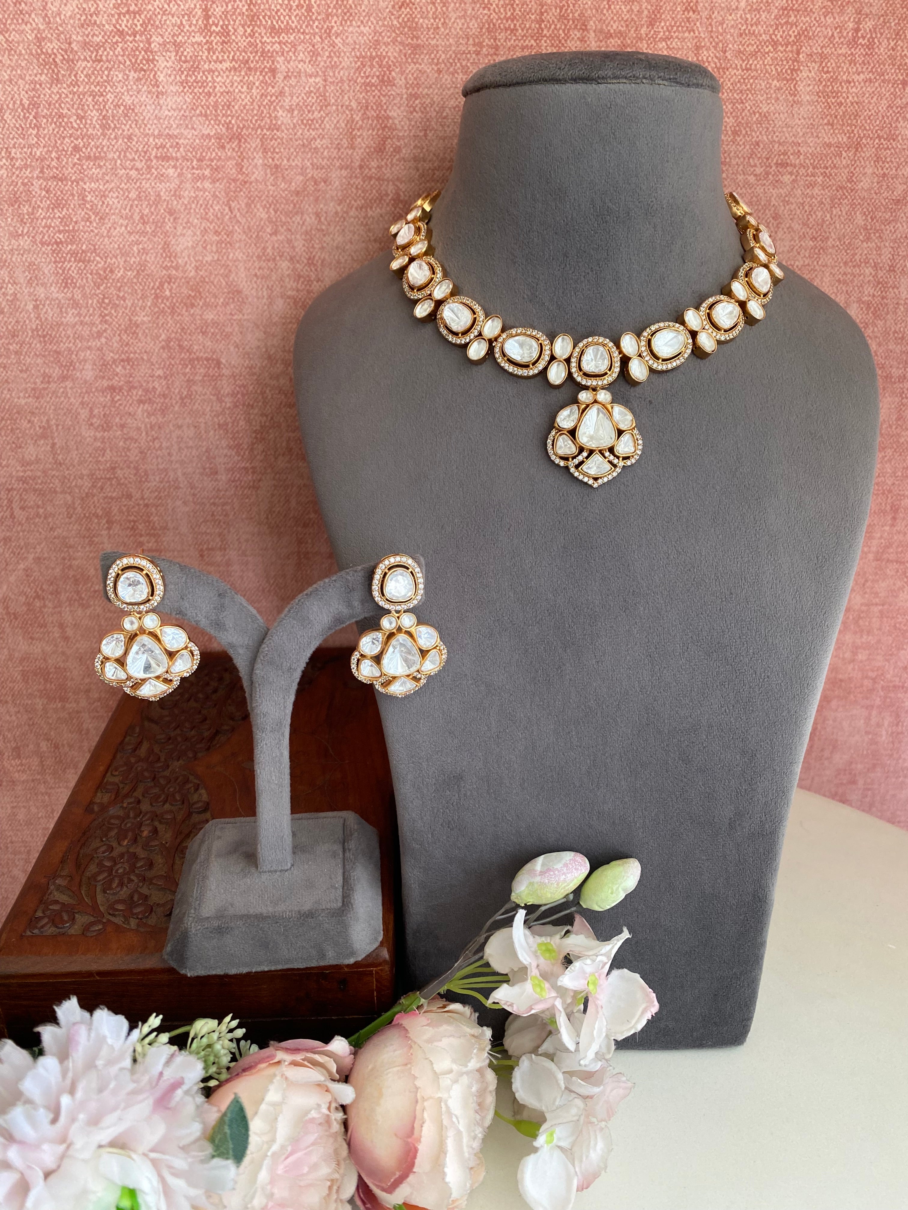 Moissanite Polki Necklace Set