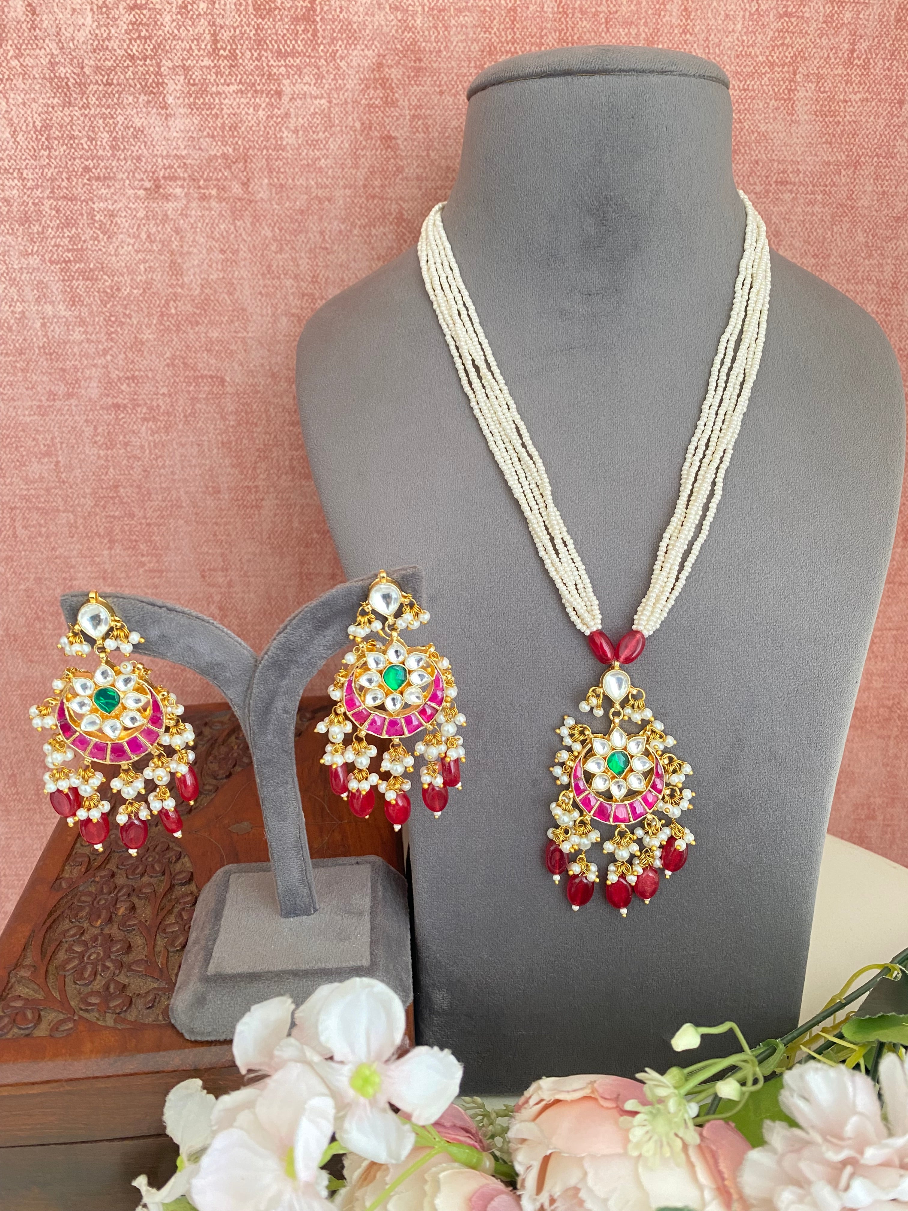 Gold Plated Kundan long Necklace set
