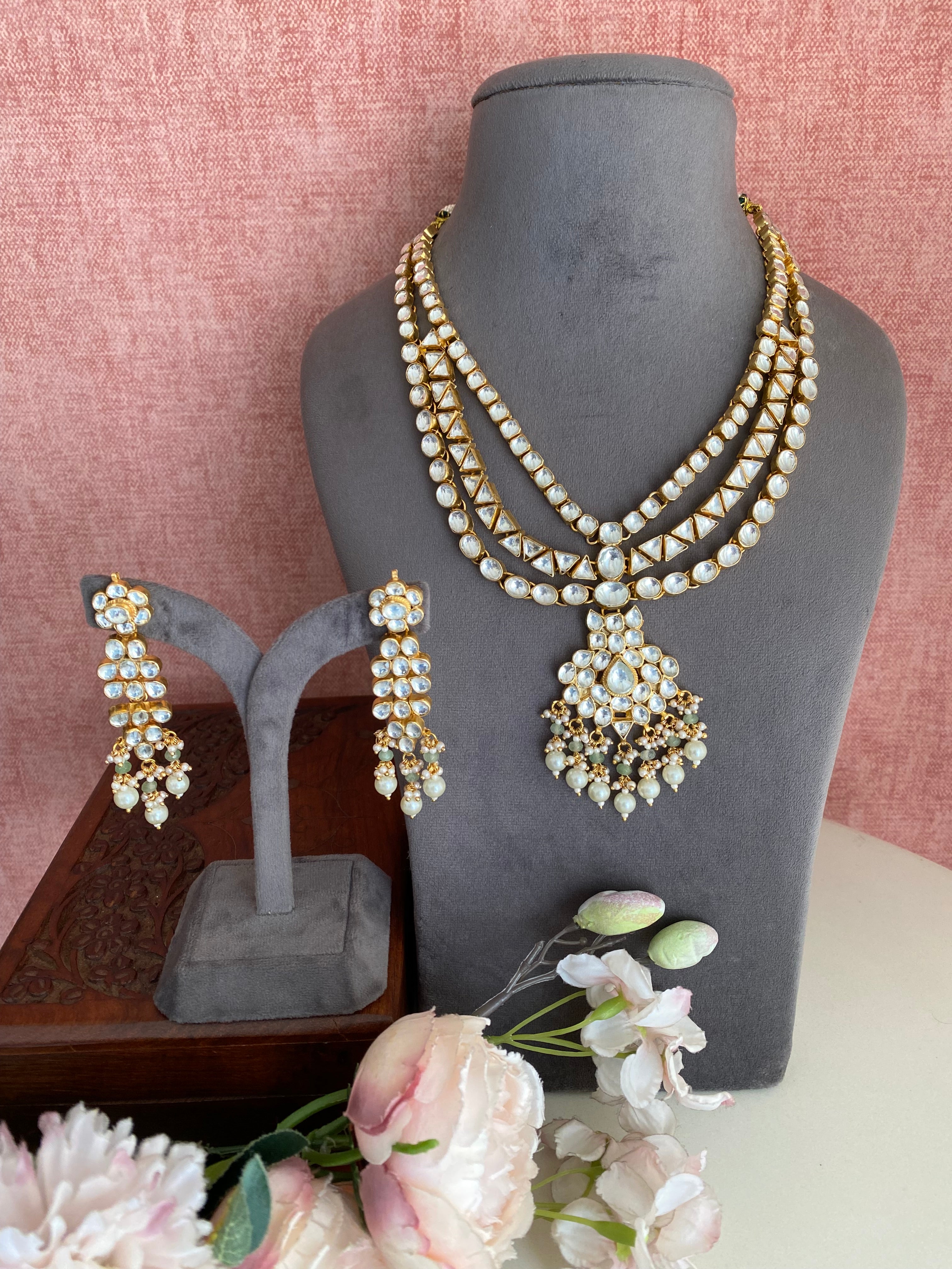 Gold Plated Kundan Long Necklace set
