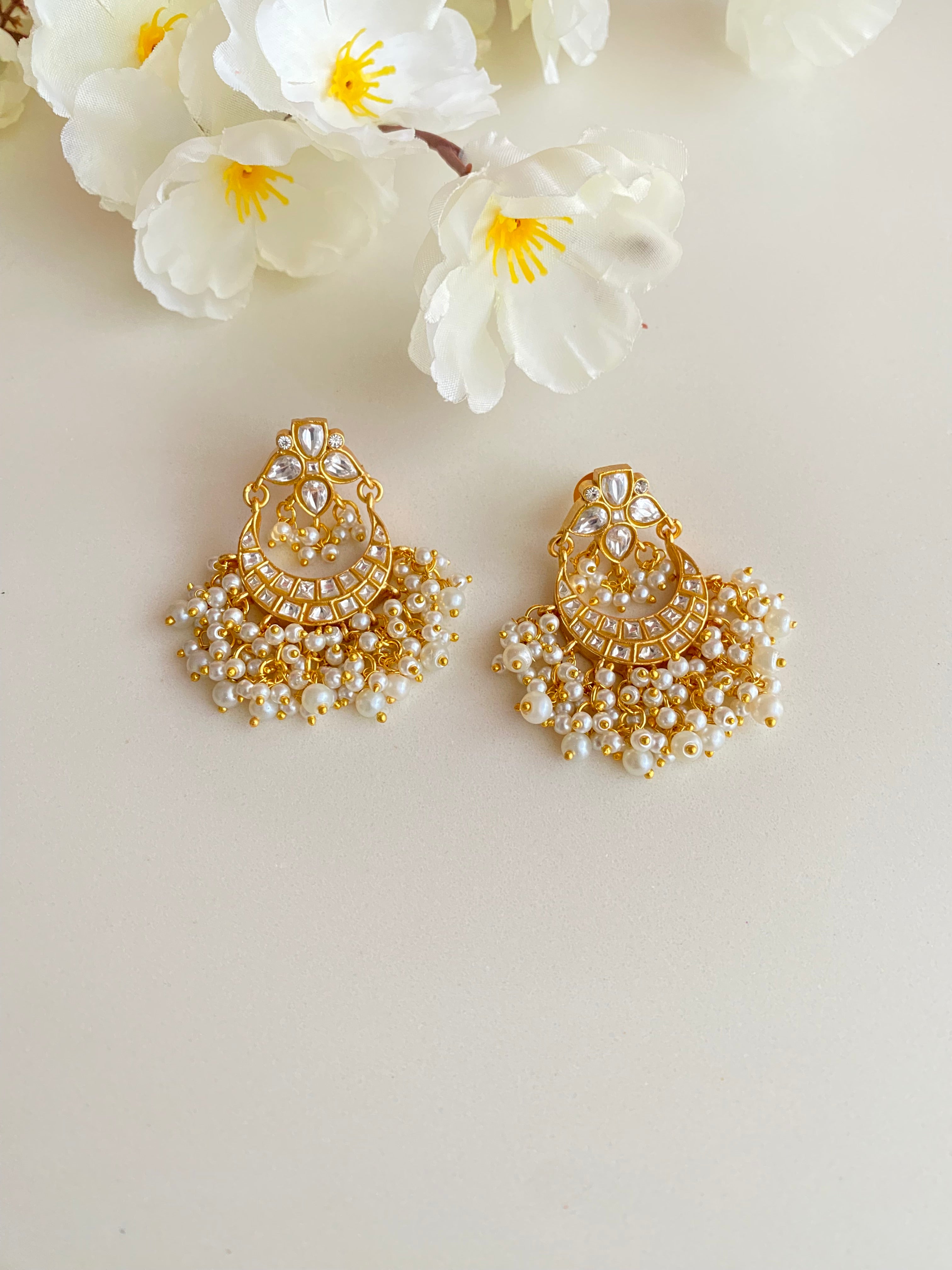 Kundan Earrings Small Chandbaali