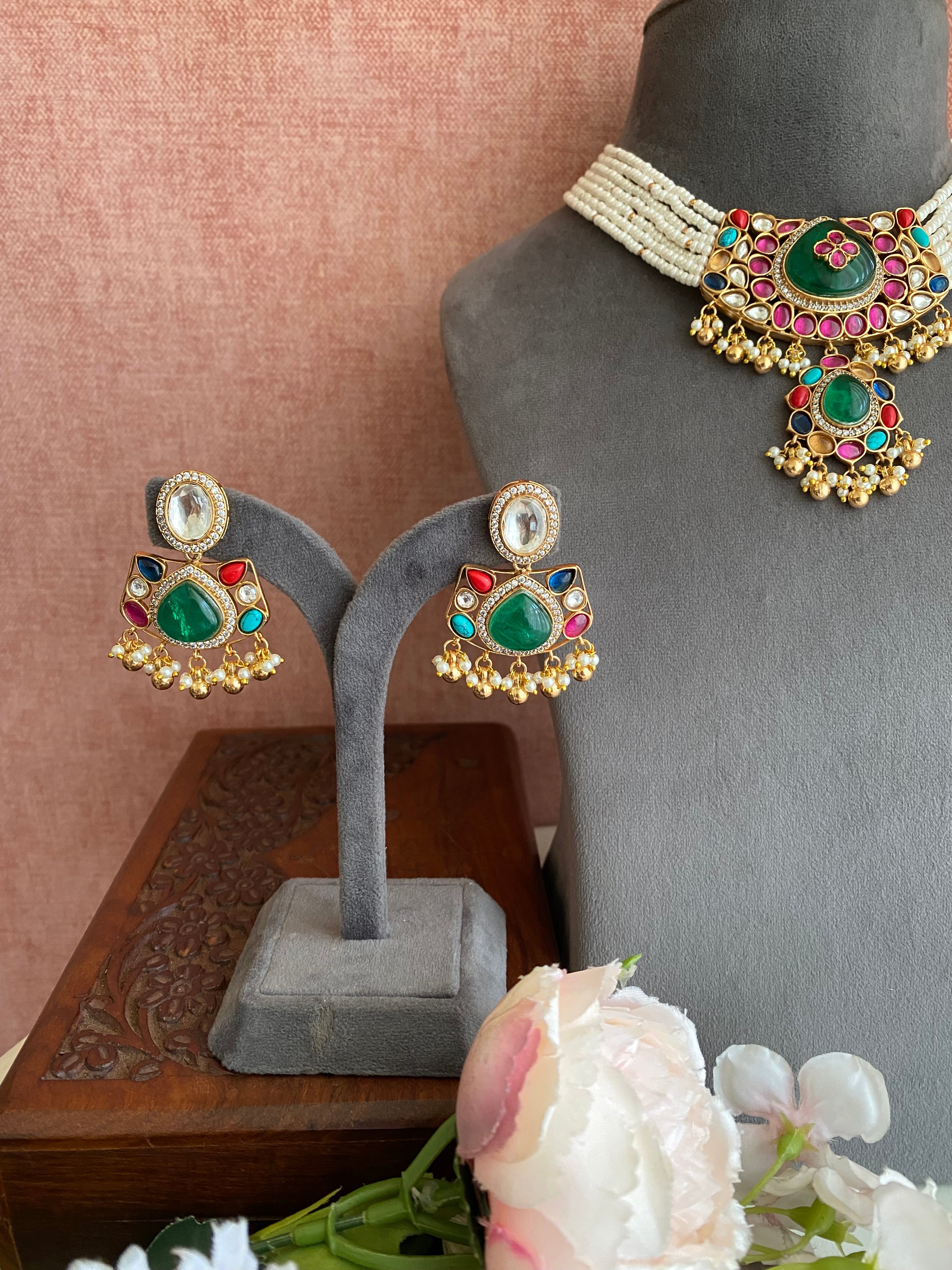 Multi Color Moissanite Necklace set