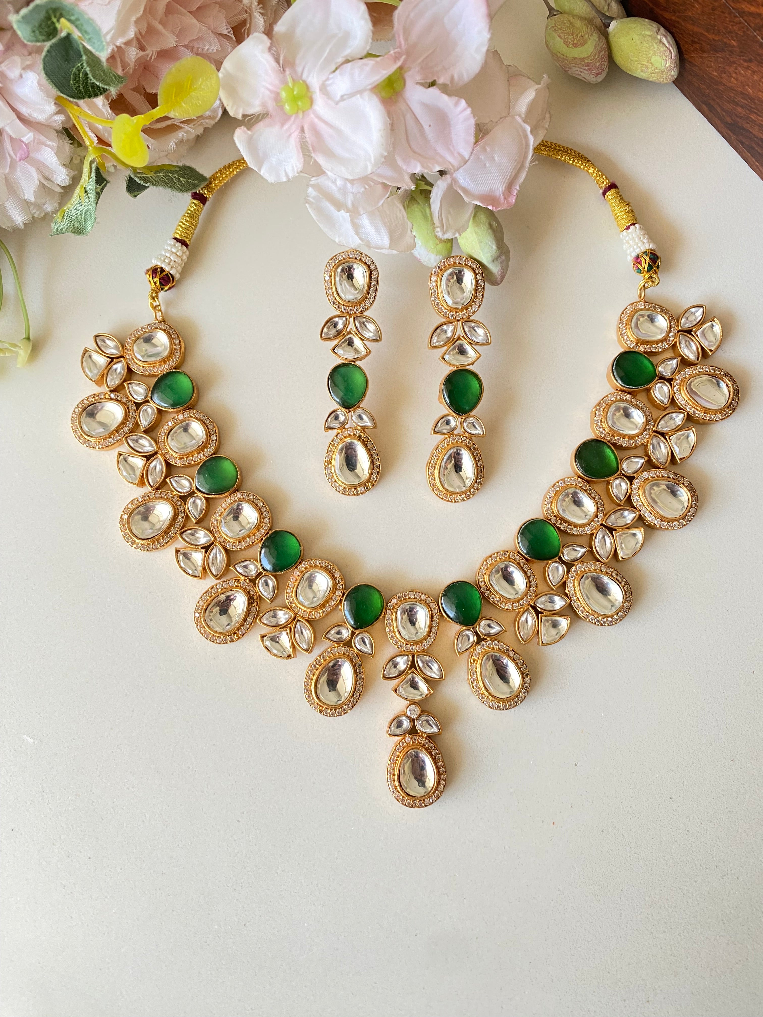 Gold plated Moissanite Necklace Set