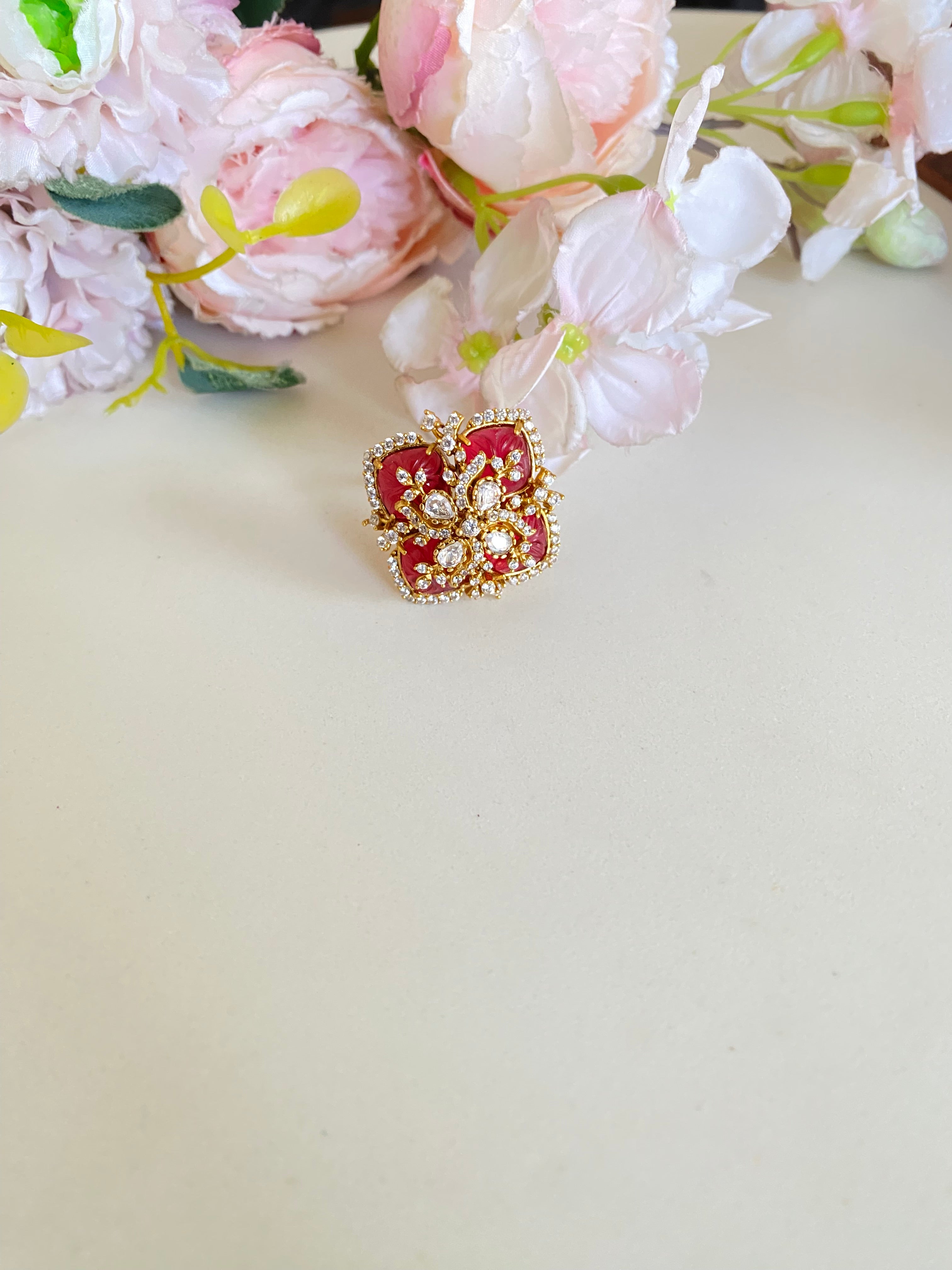 Moissanite Polki Ring