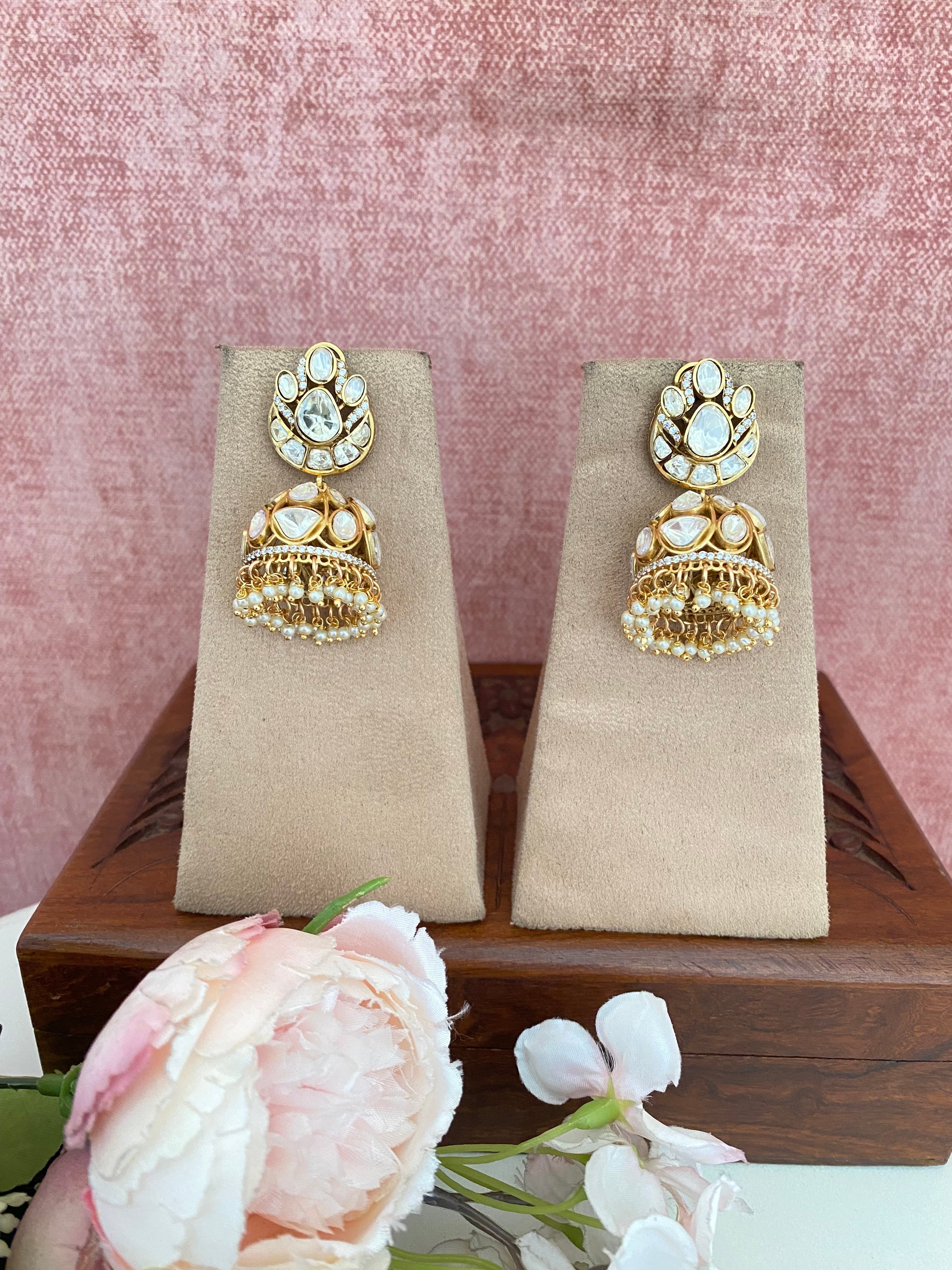 Gold plated Moissanite Jhumka