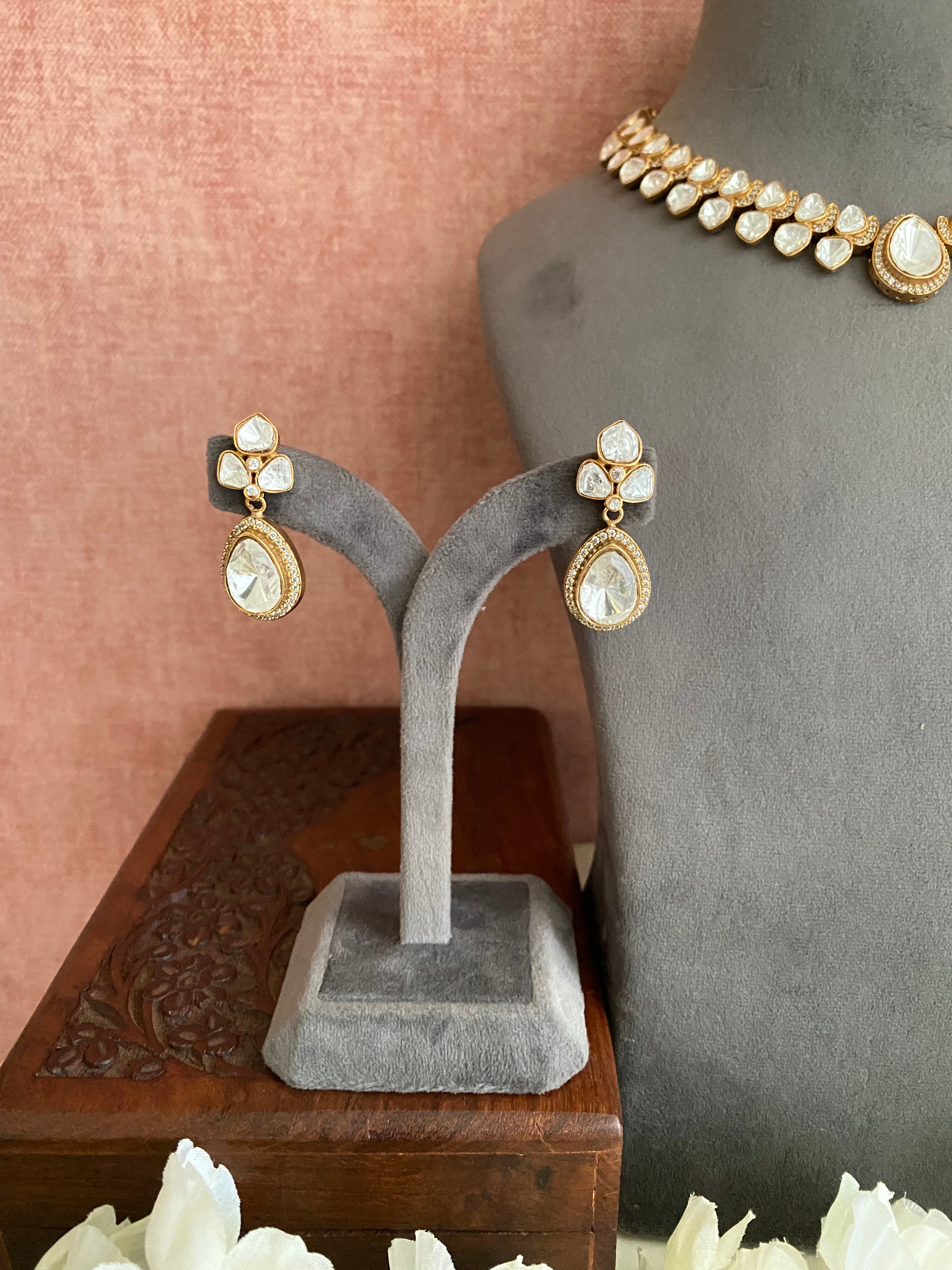 Gold plated Moissanite Necklace Set