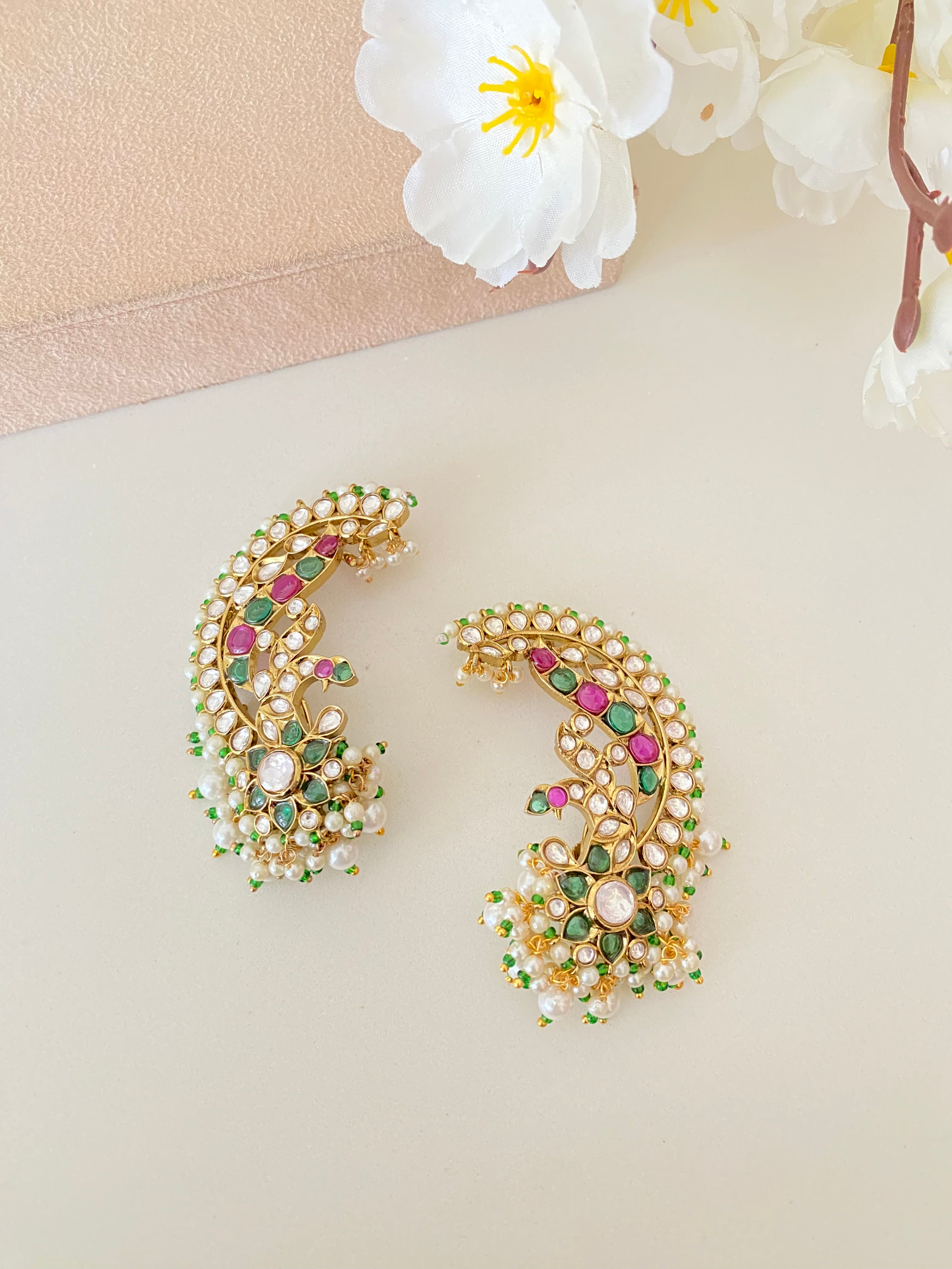 Gold plated Kundan Ear Cuff