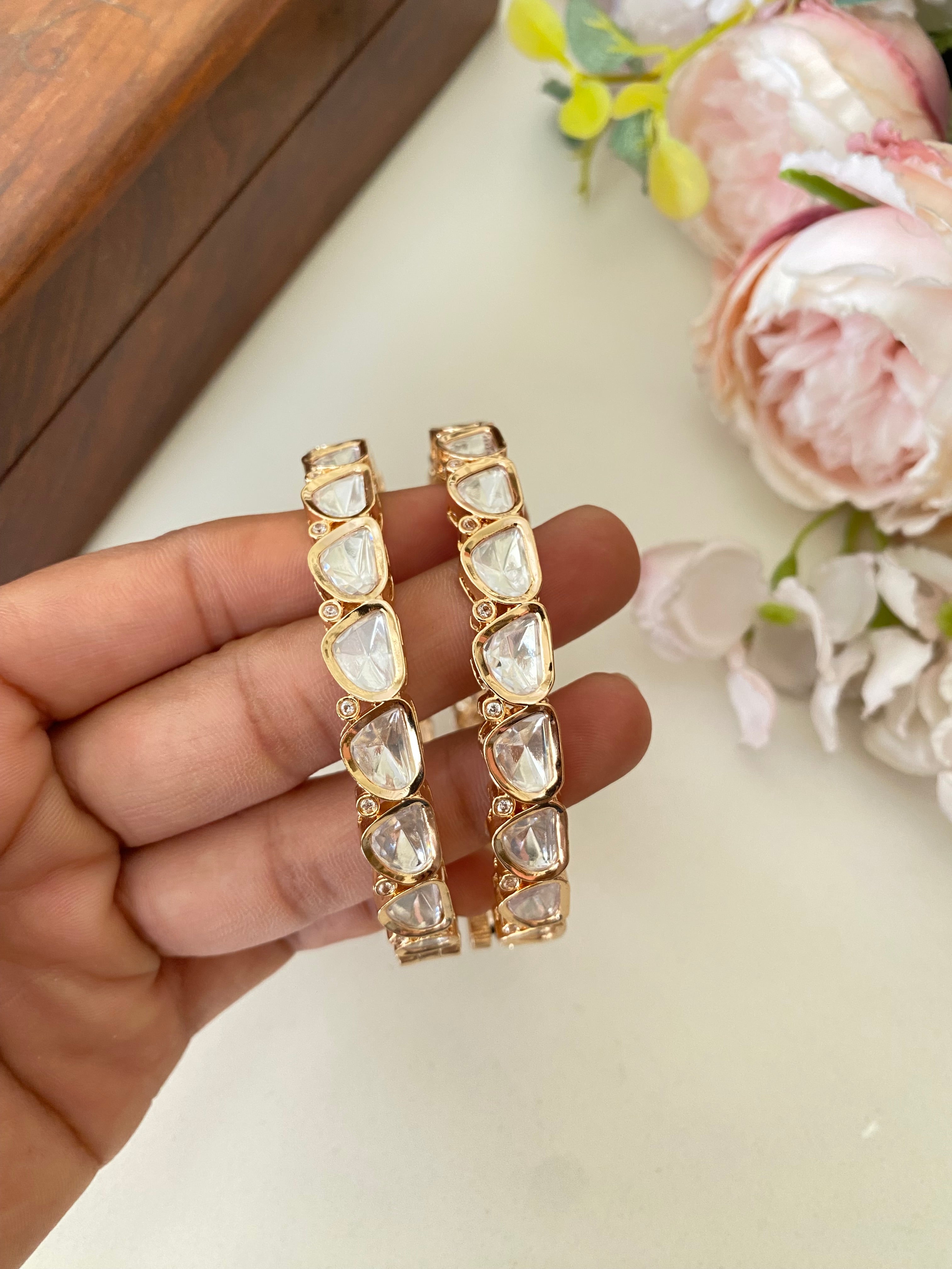 Gold plated Moissanite Bangles