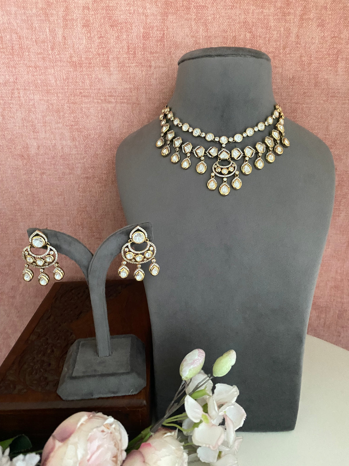 Moissanite Polki Necklace Set