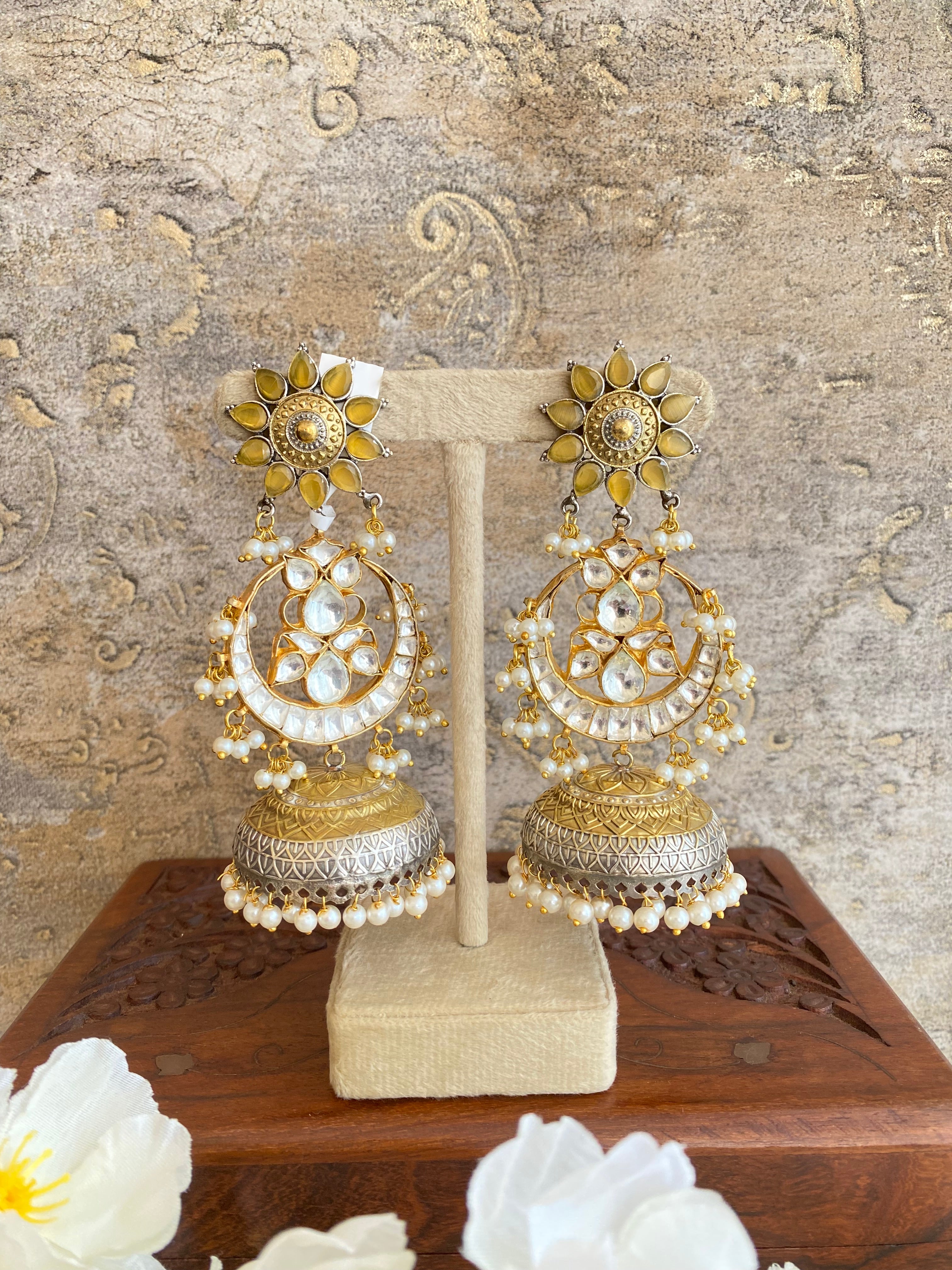 Oxidised Kundan Jhumka