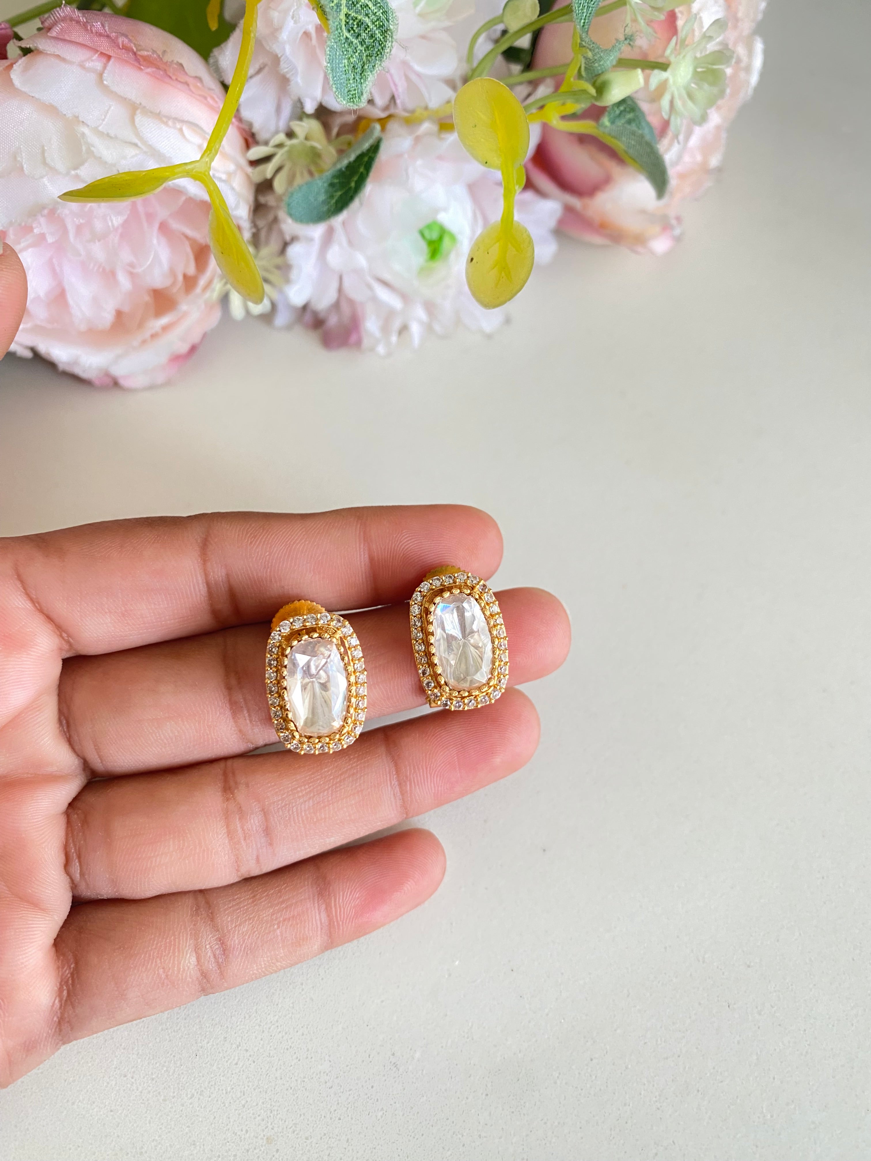 Gold plated Moissanite studs
