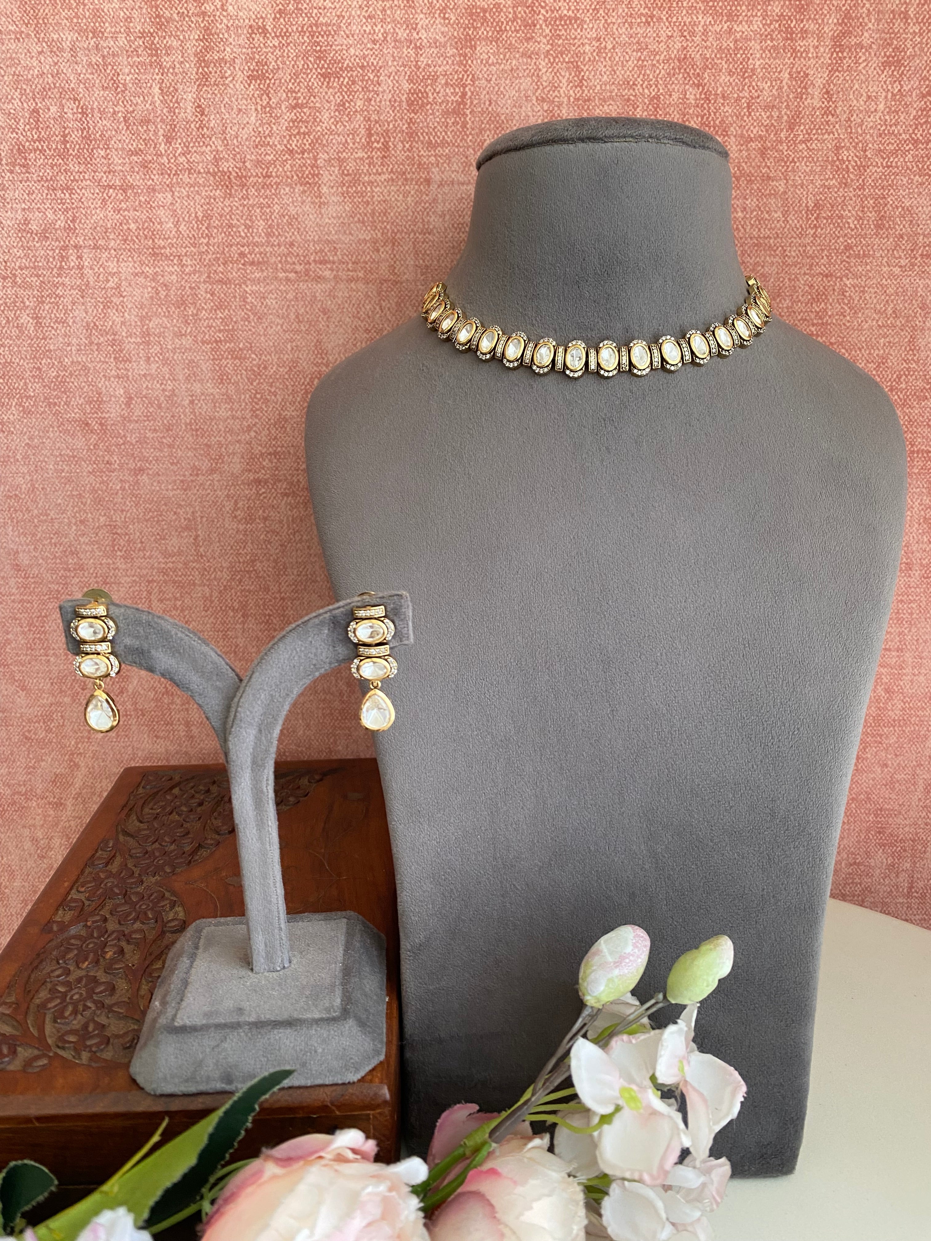 Moissanite Polki Necklace Set