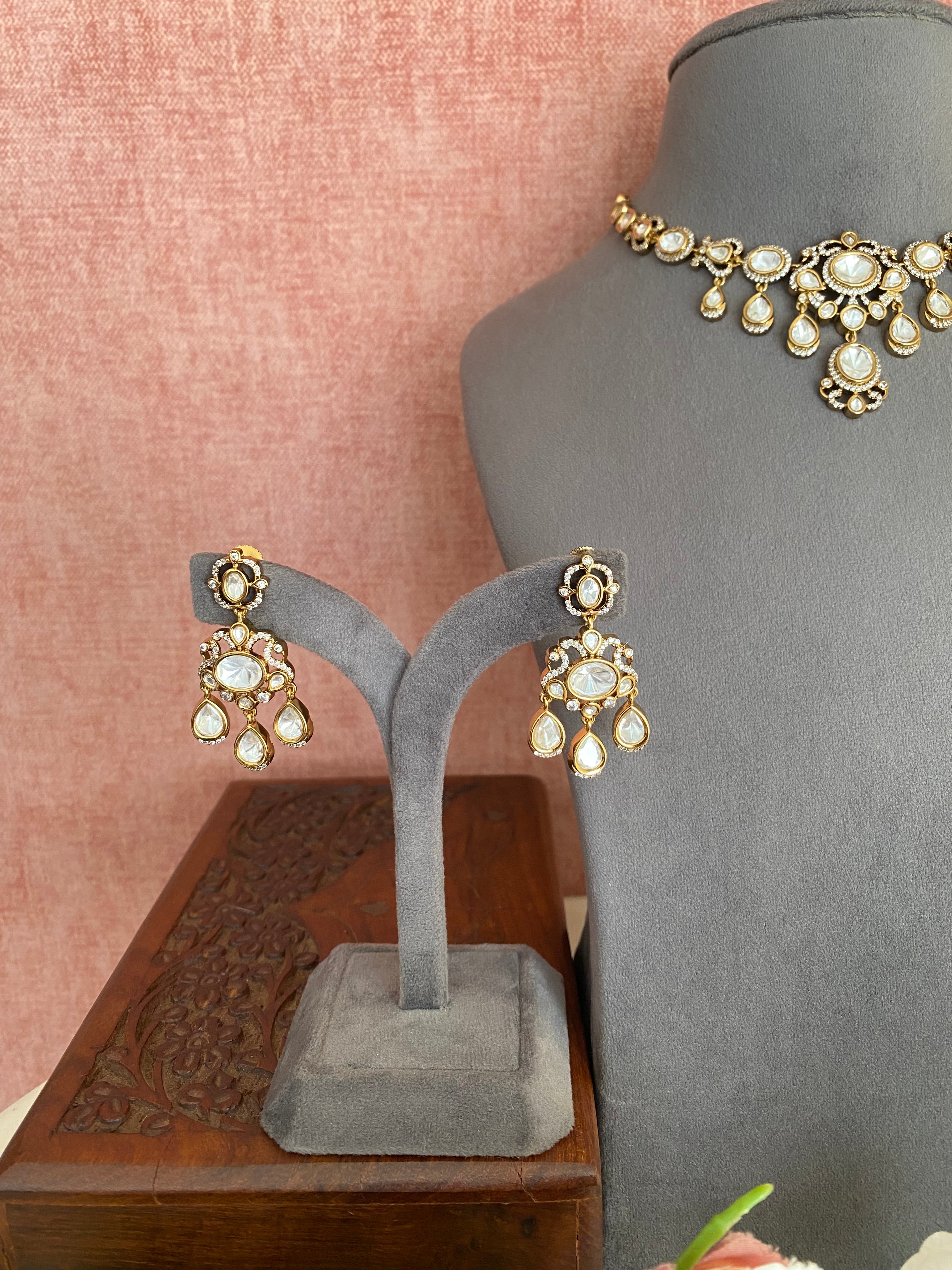 Moissanite Polki Necklace Set