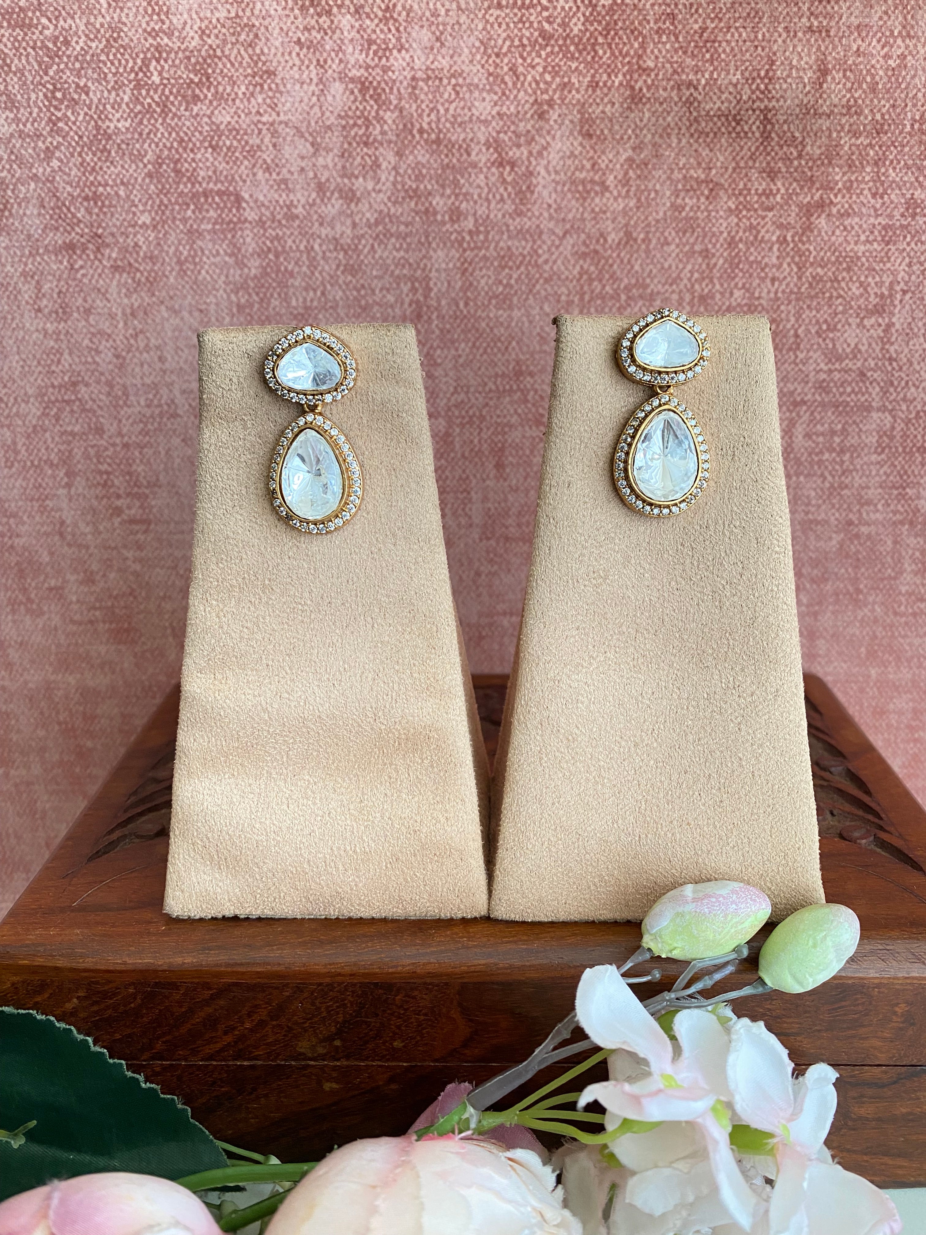 Moissanite Polki Earring