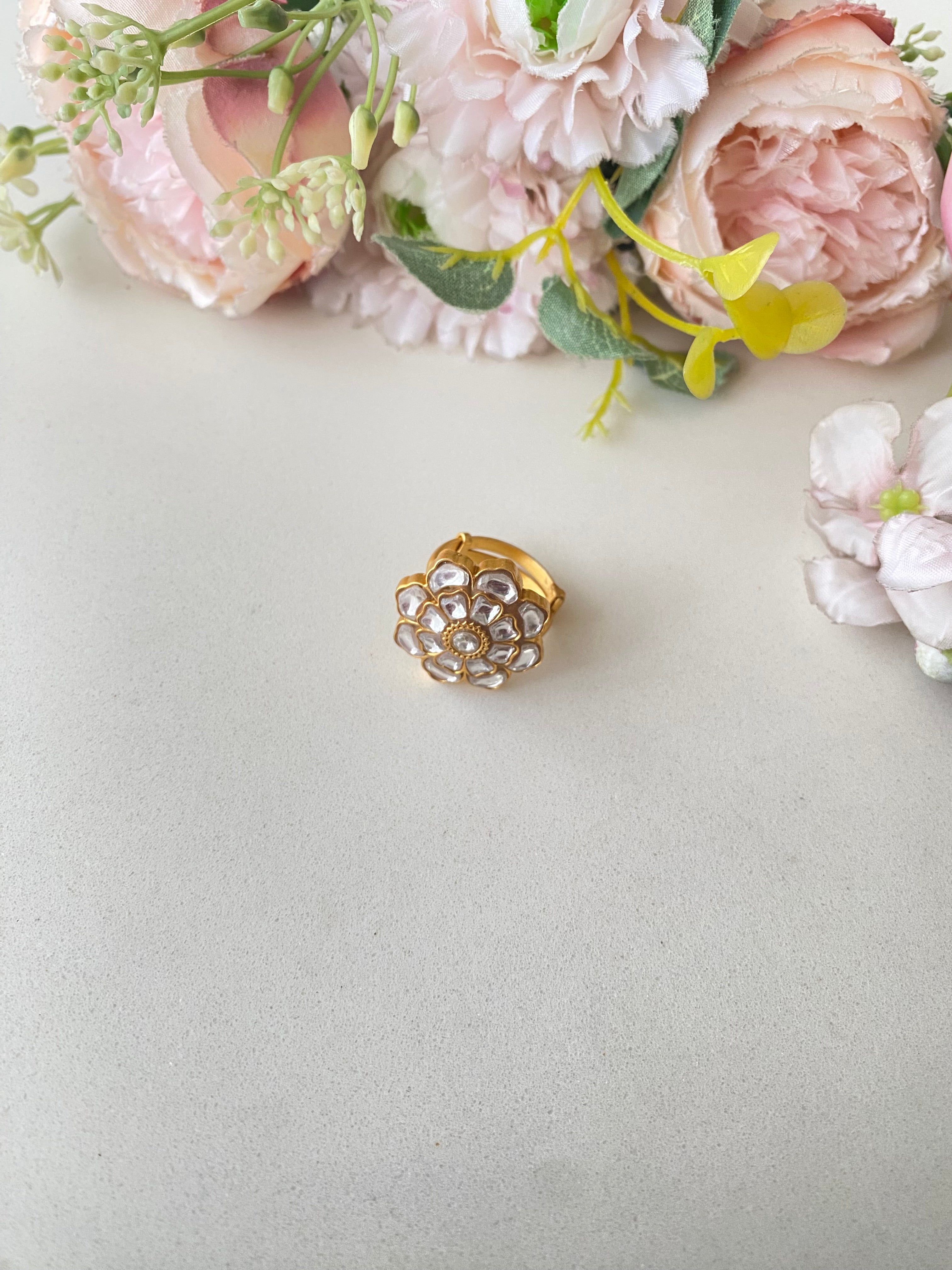 Gold plated Kundan Ring