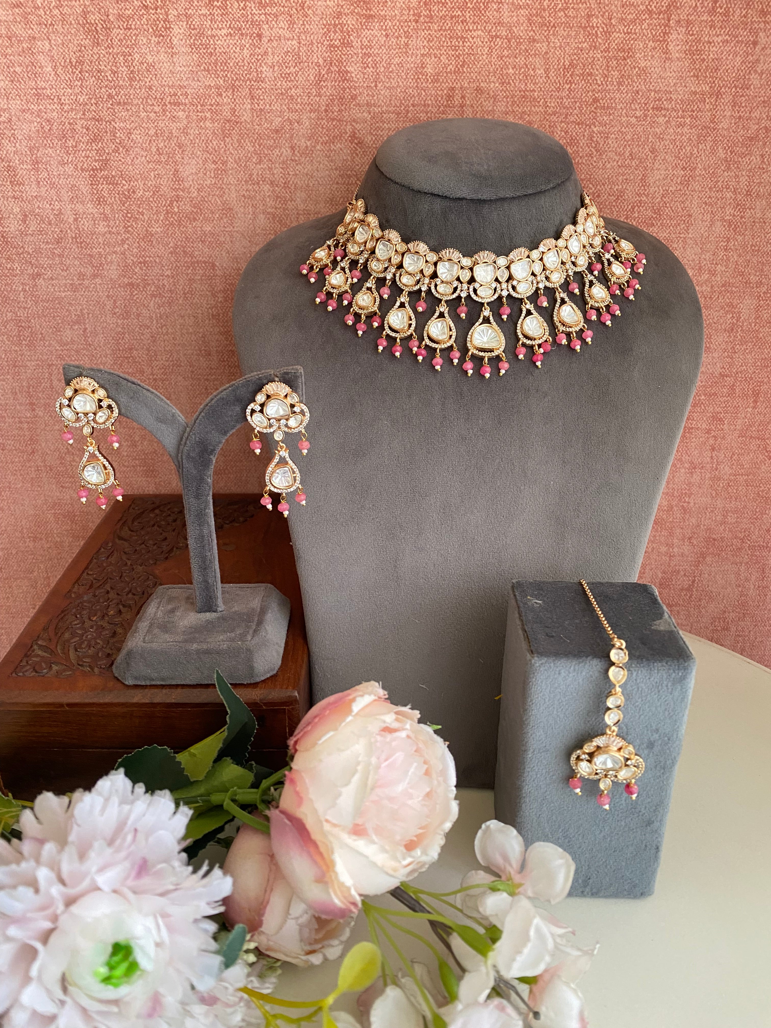 Gold Plated polki Necklace Set