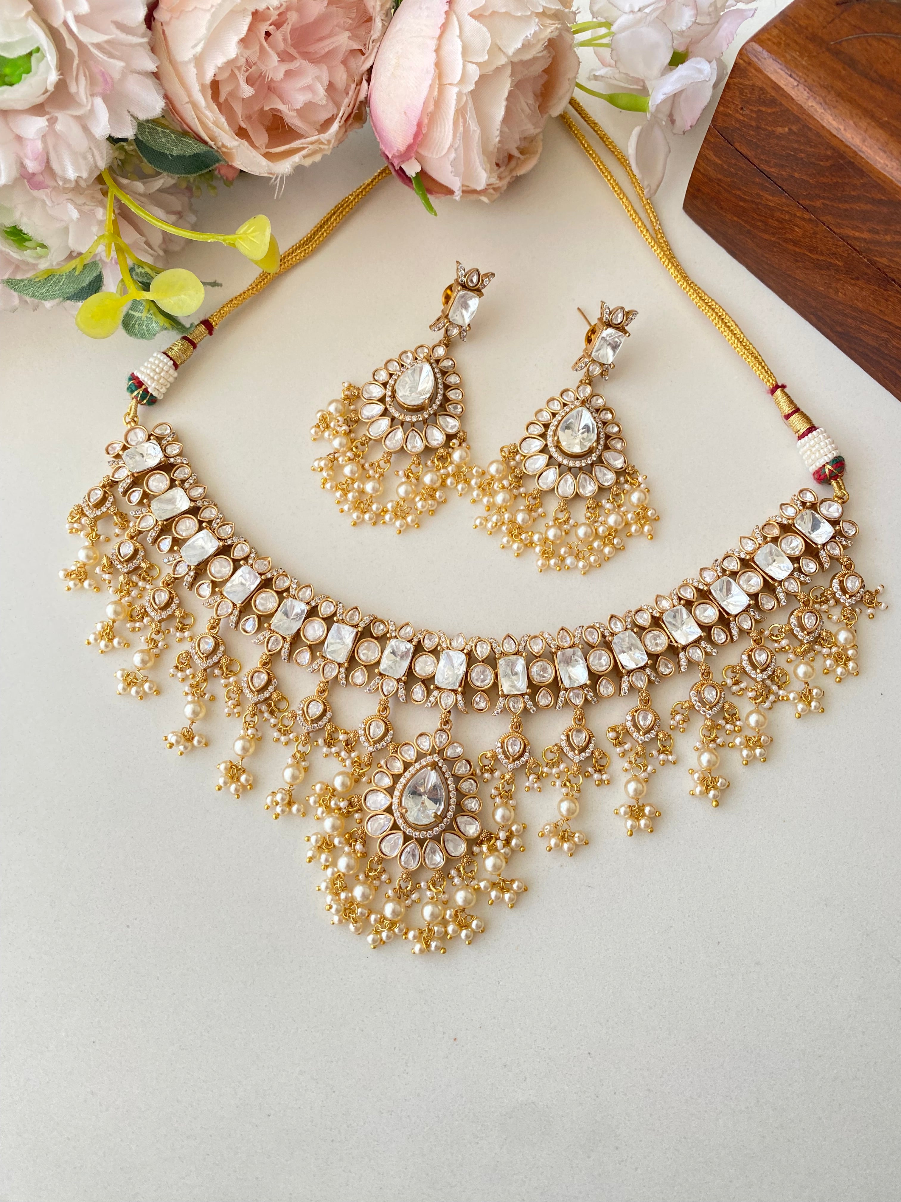 Moissanite Polki Necklace Set