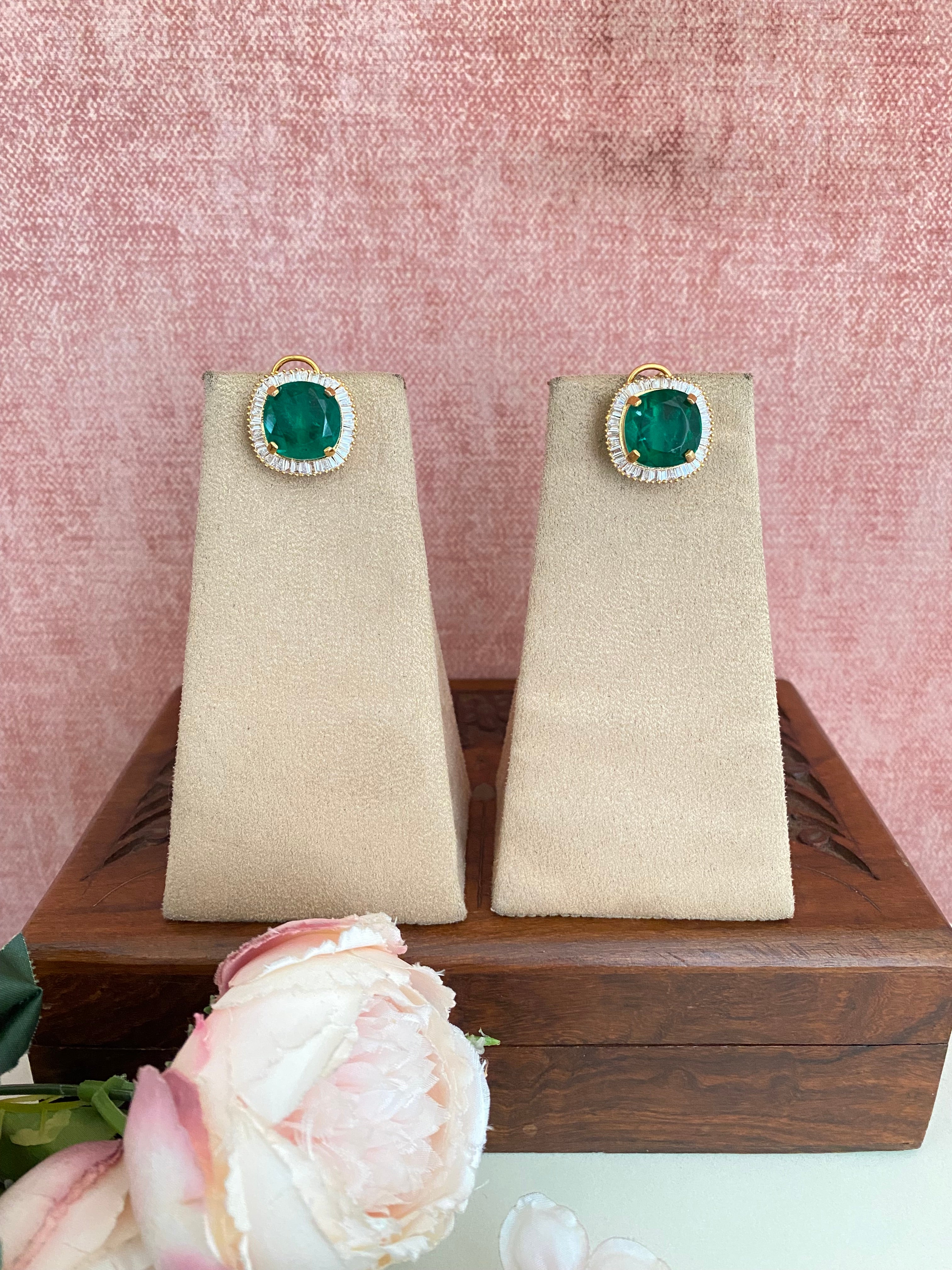 Green  Moissanite Studs