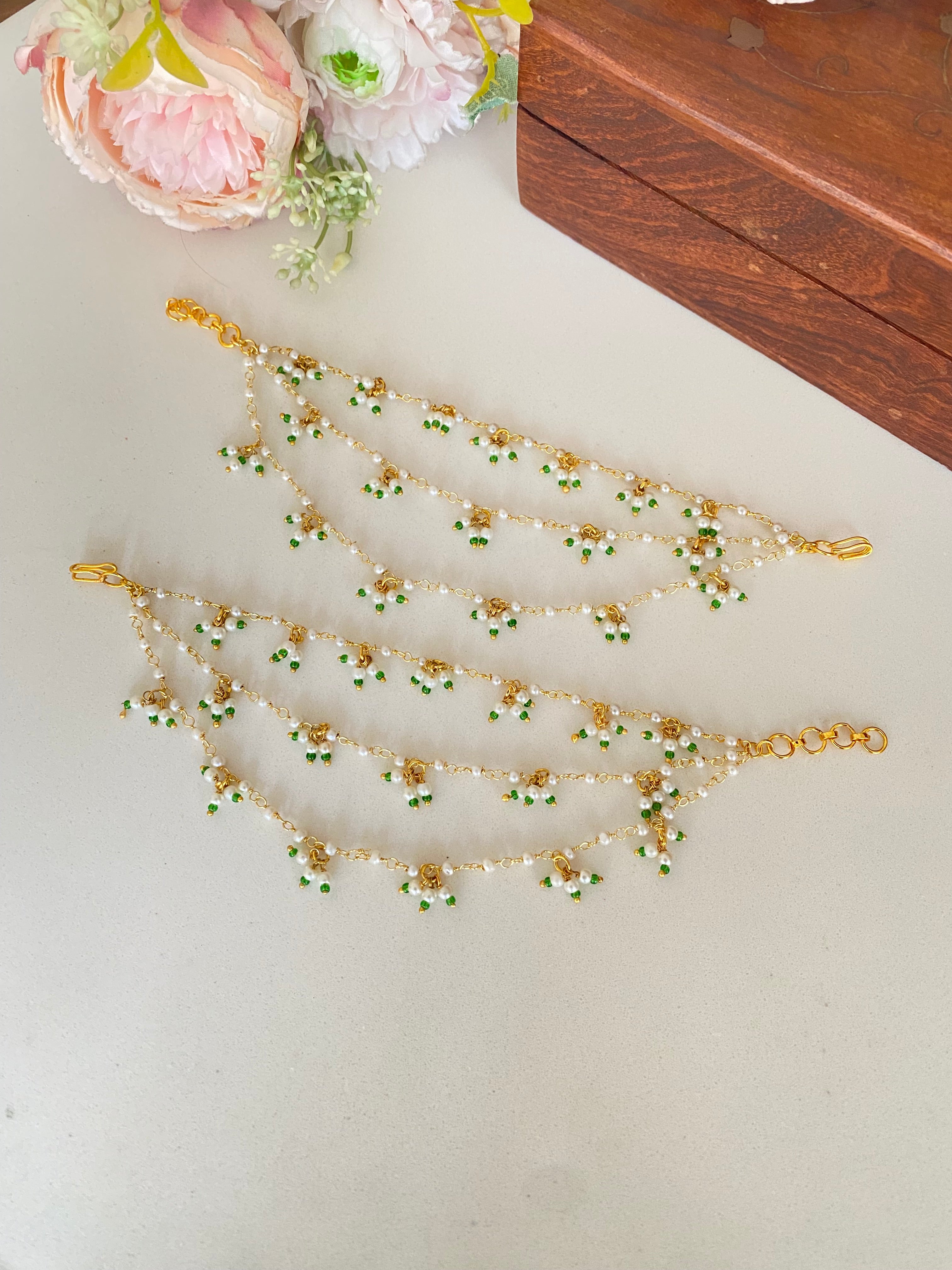 Gold plated Pearl ear chain