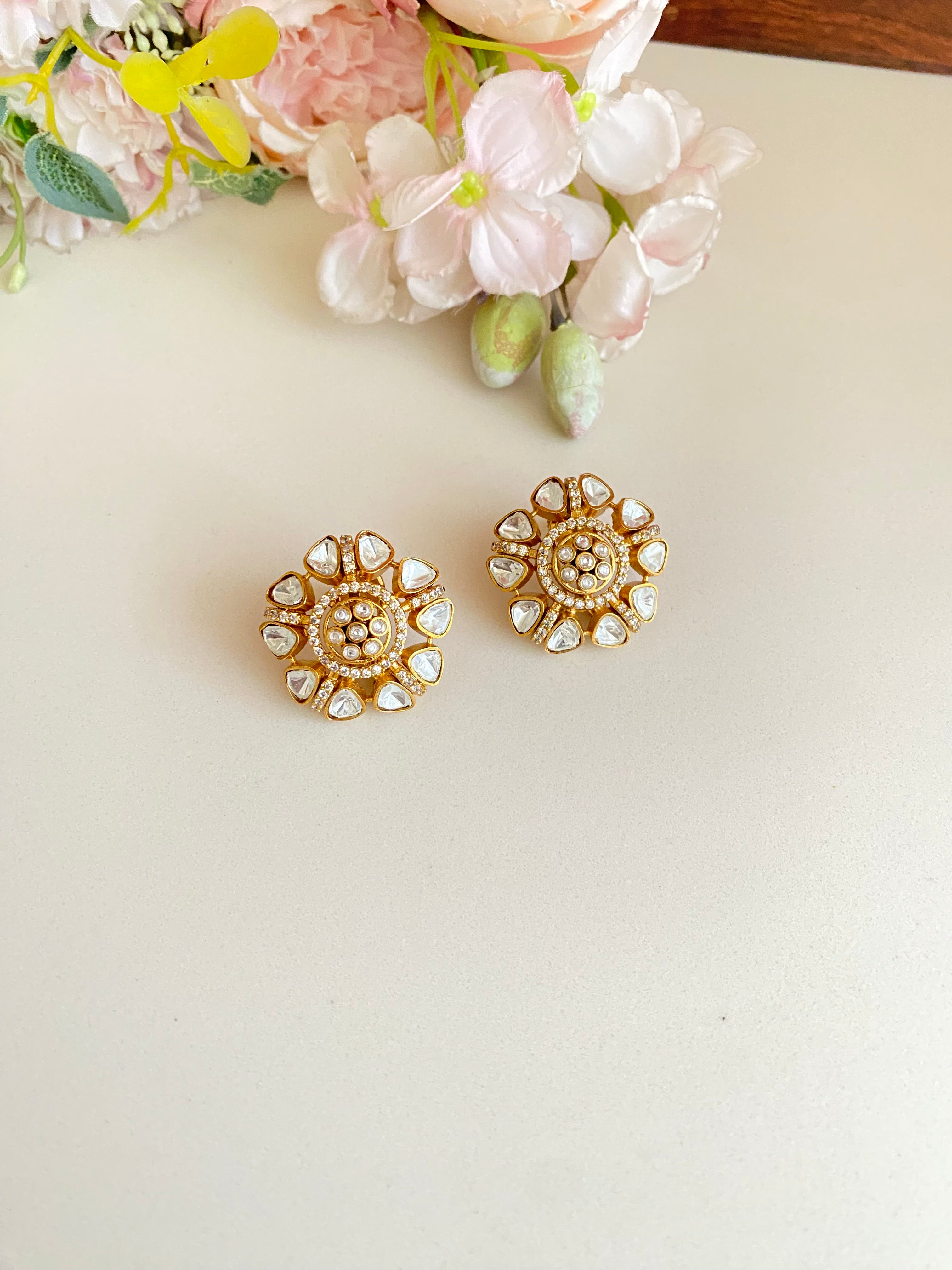 Gold plated Moissanite Studs
