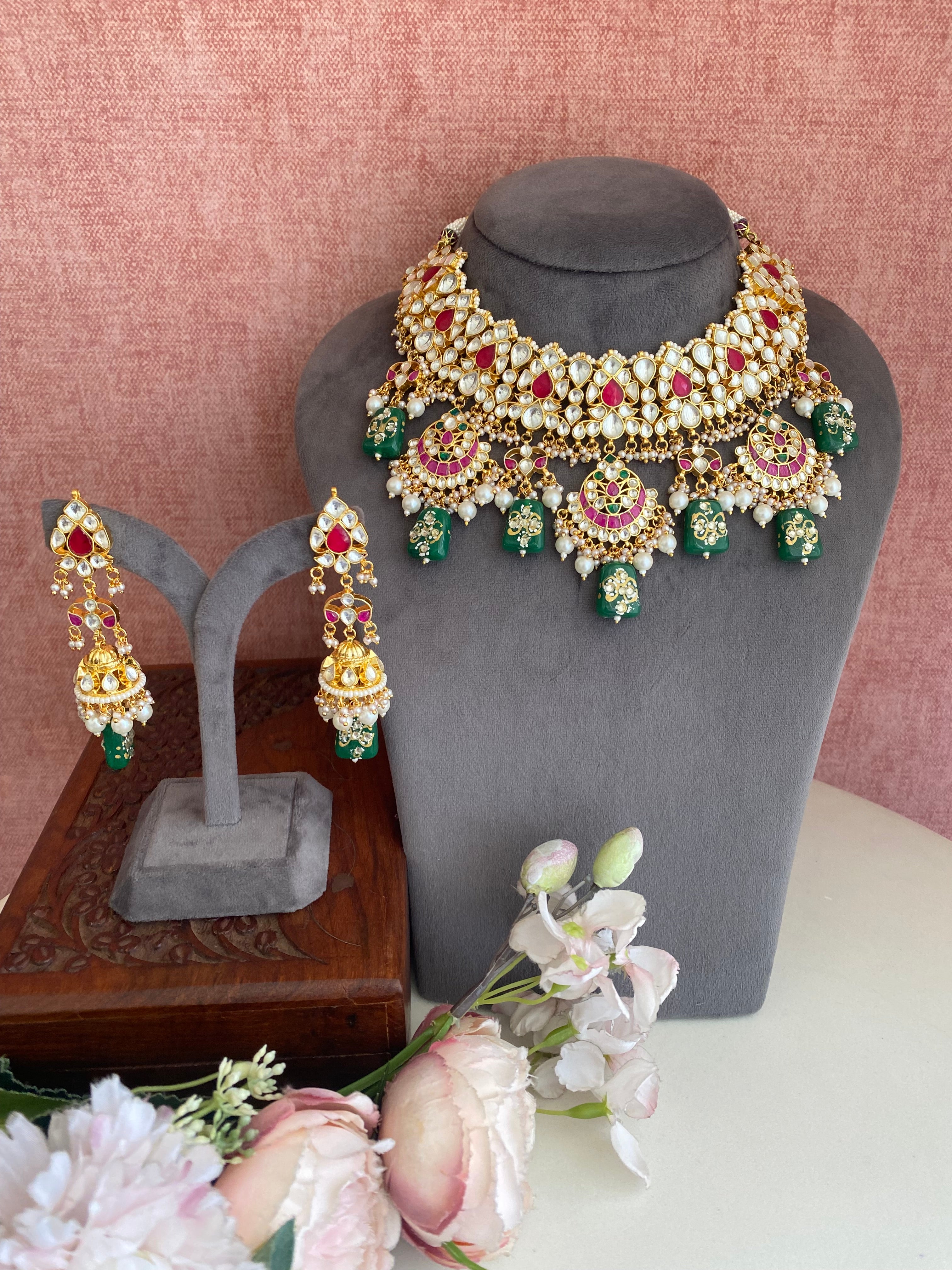 Multicolour kundan Bridal Set