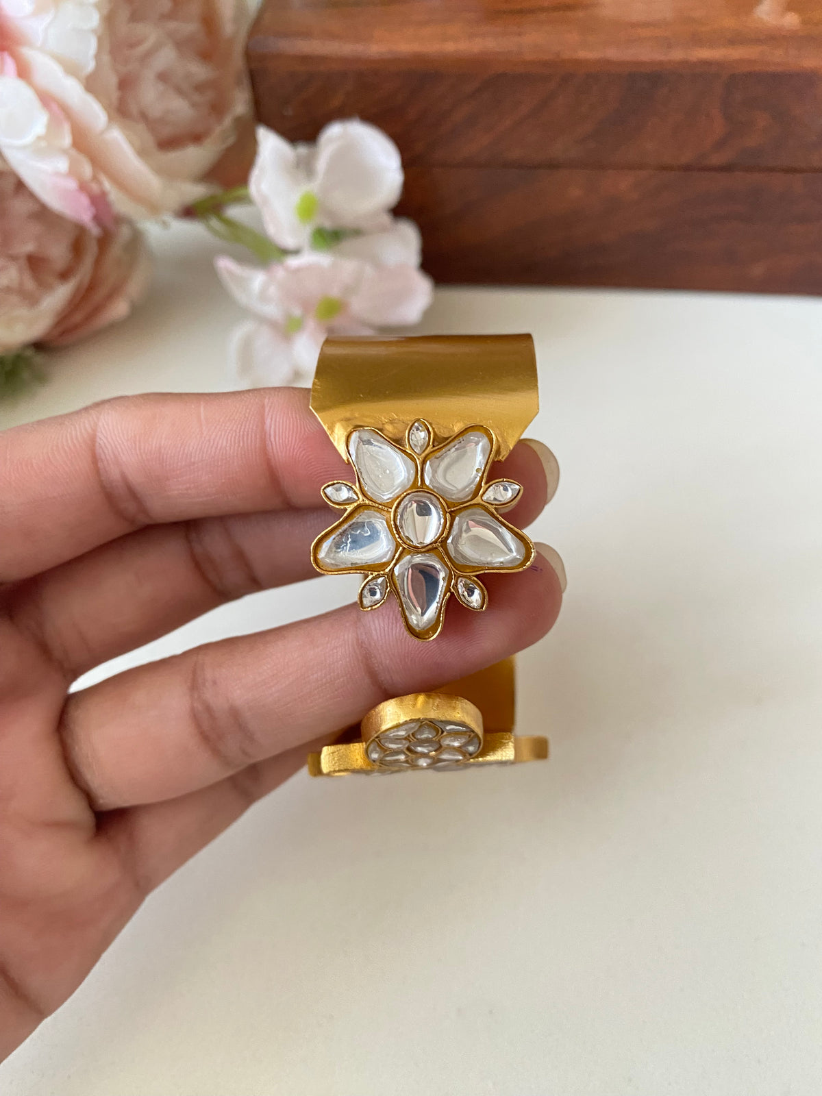 Gold Plated Kundan kada