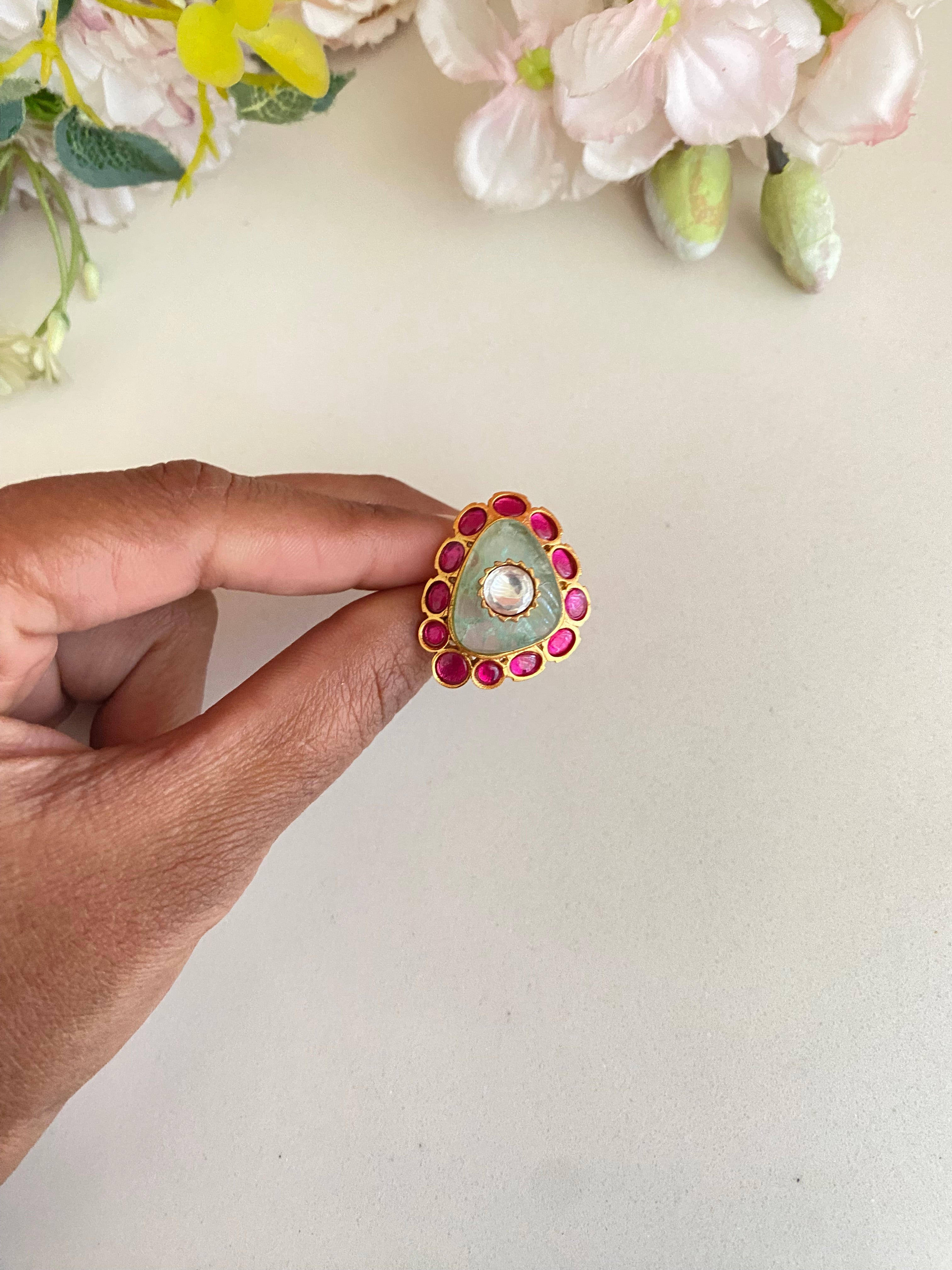 Moissanite Polki Ring