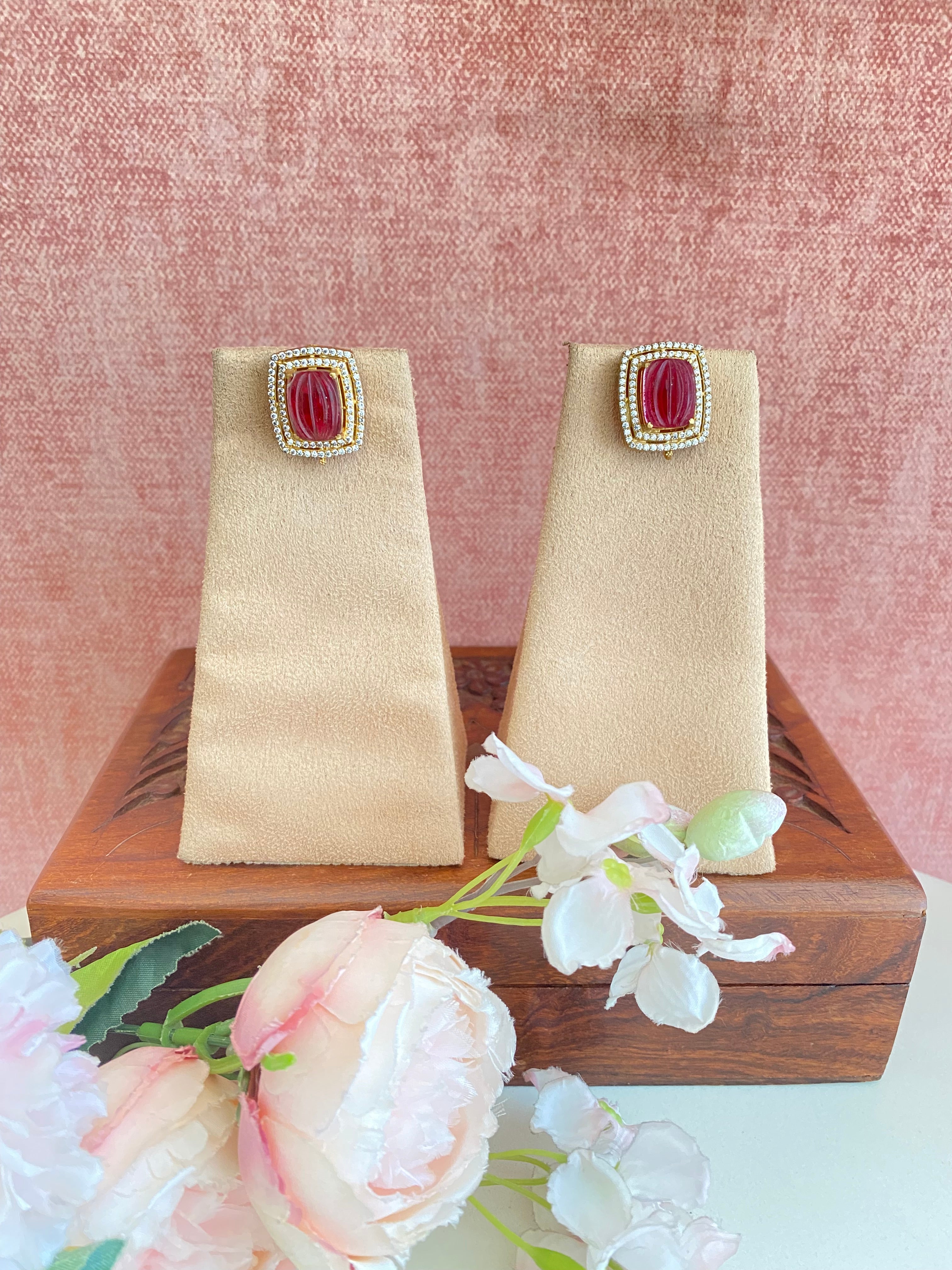 Gold plated Red studs