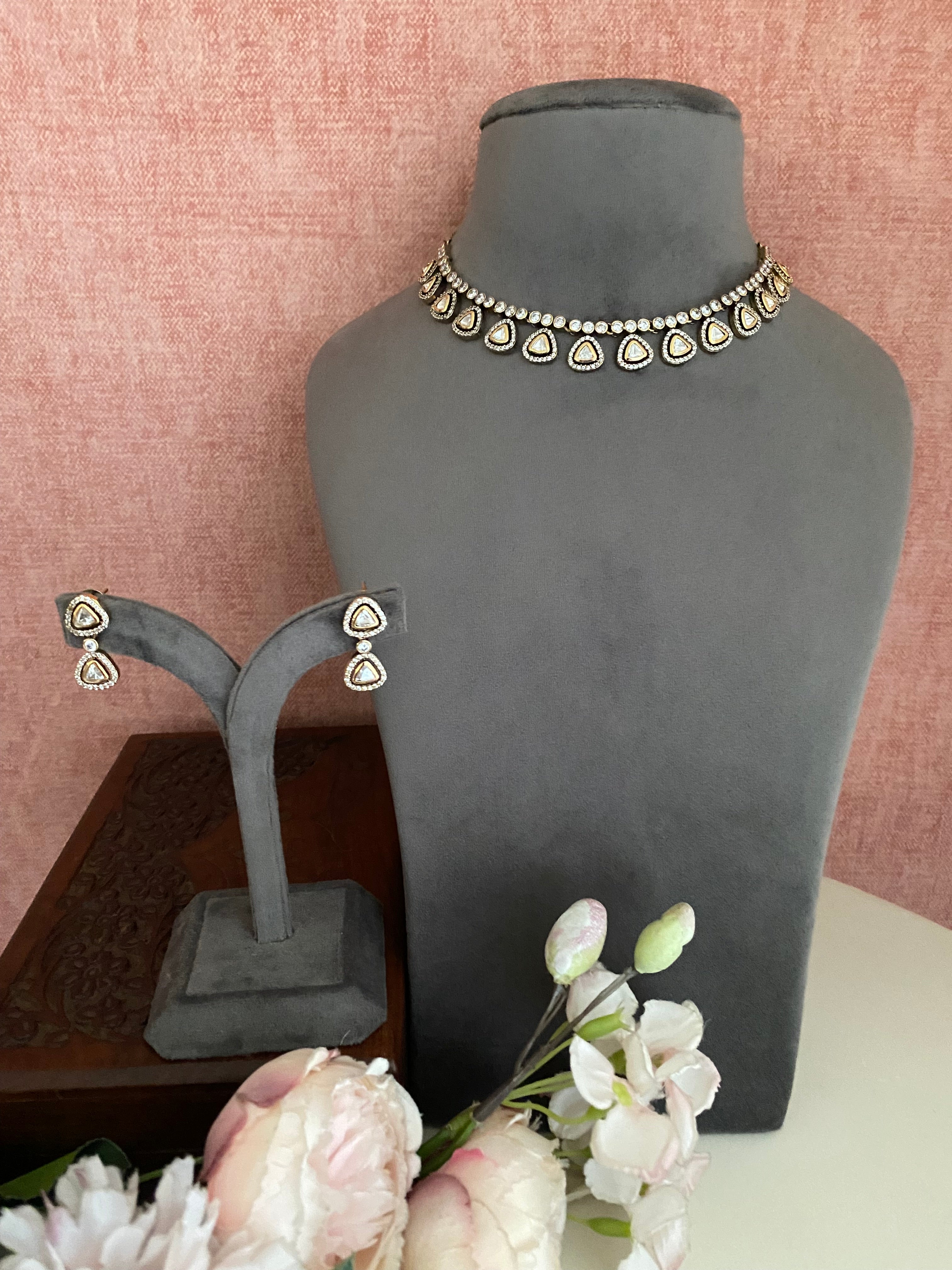 Moissanite Polki Necklace Set