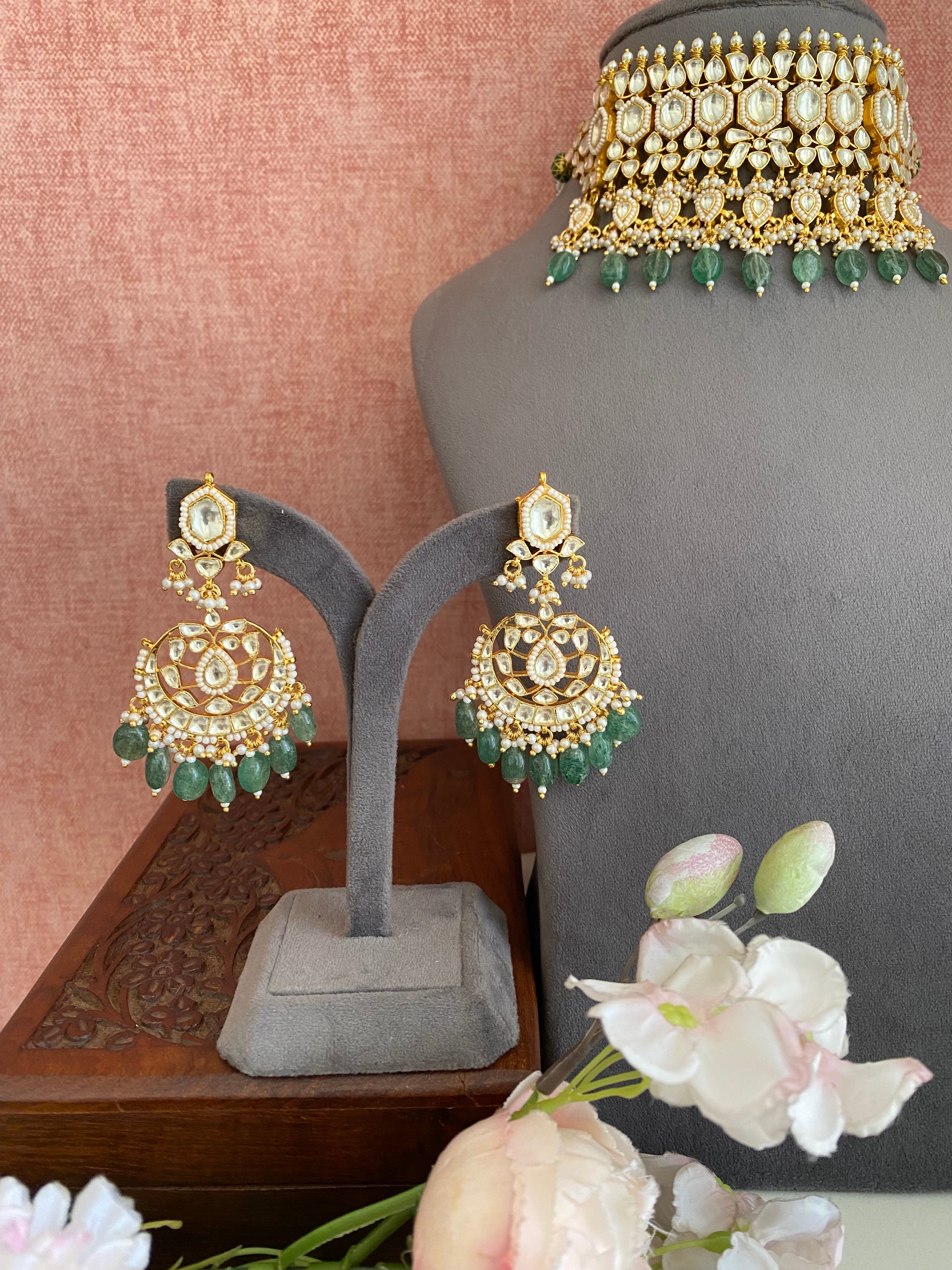Kundan Choker Set with Mint Drops
