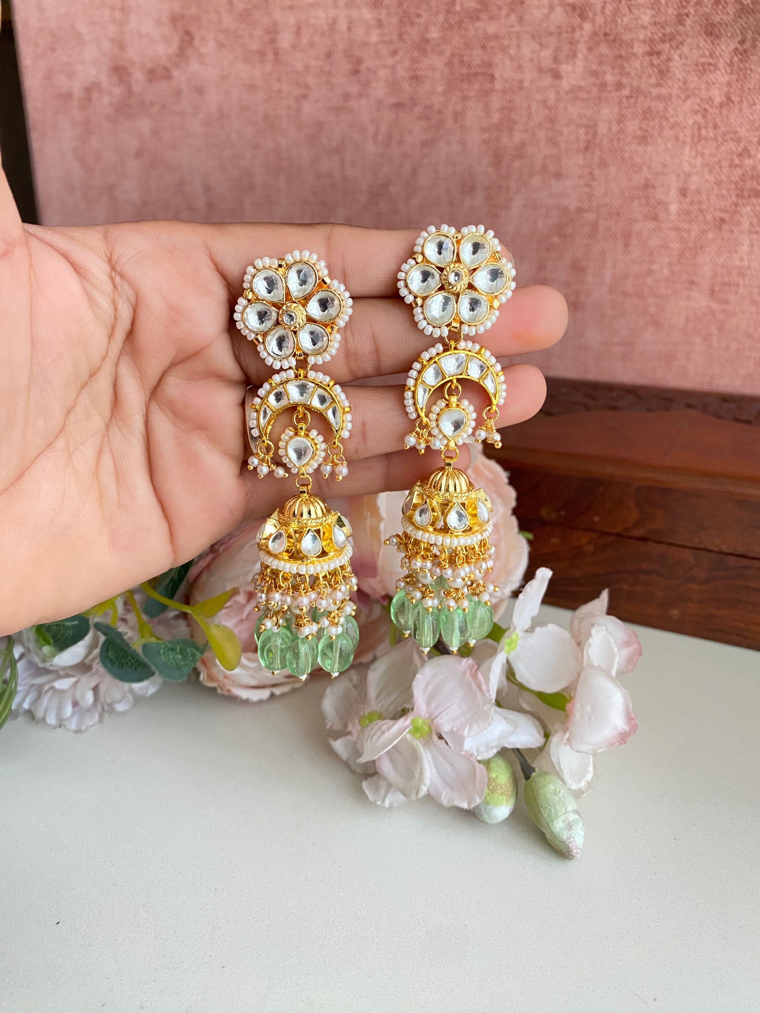 Gold Plated Kundan Jhumka
