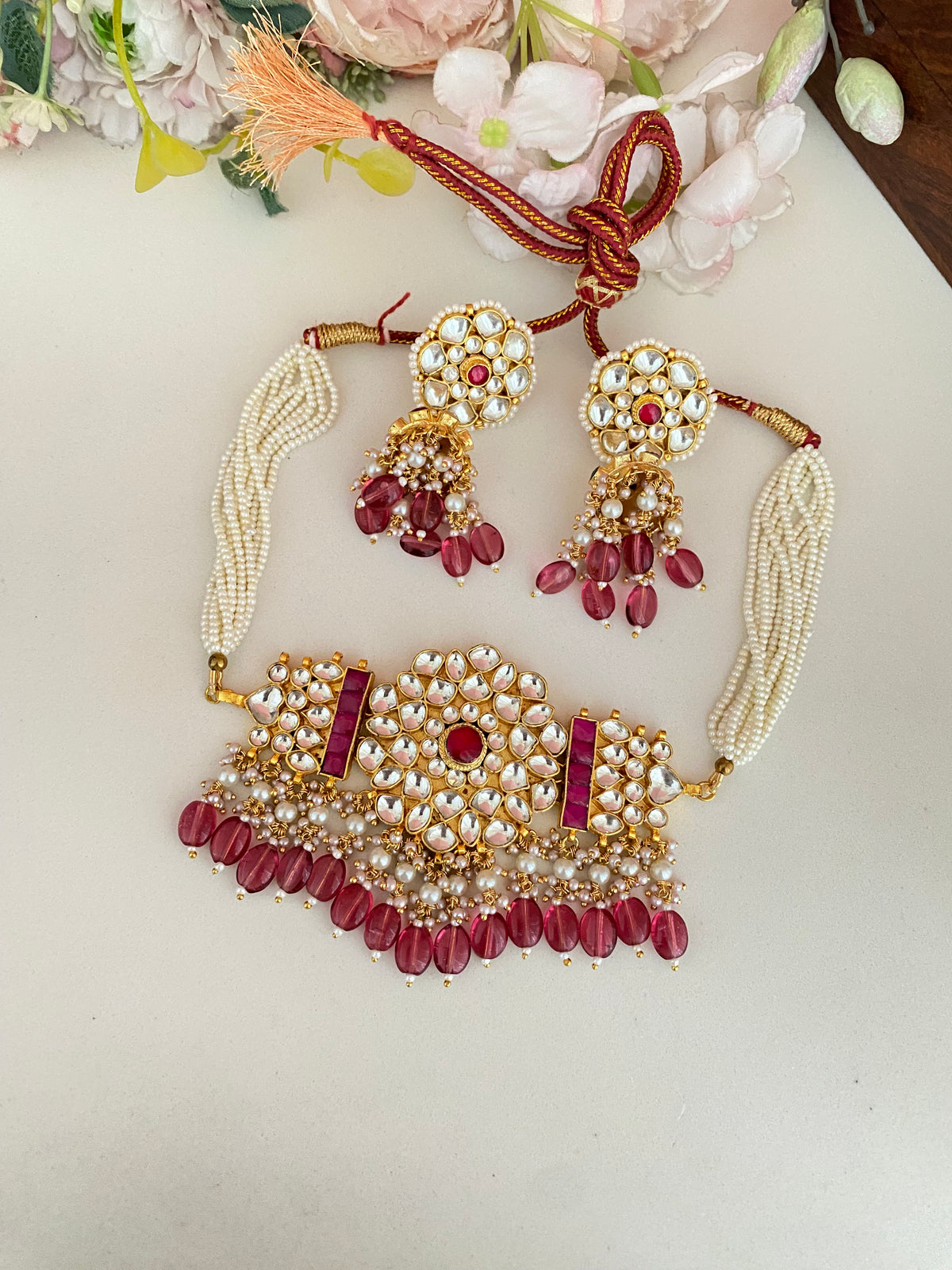 Gold plated kundan Choker Set