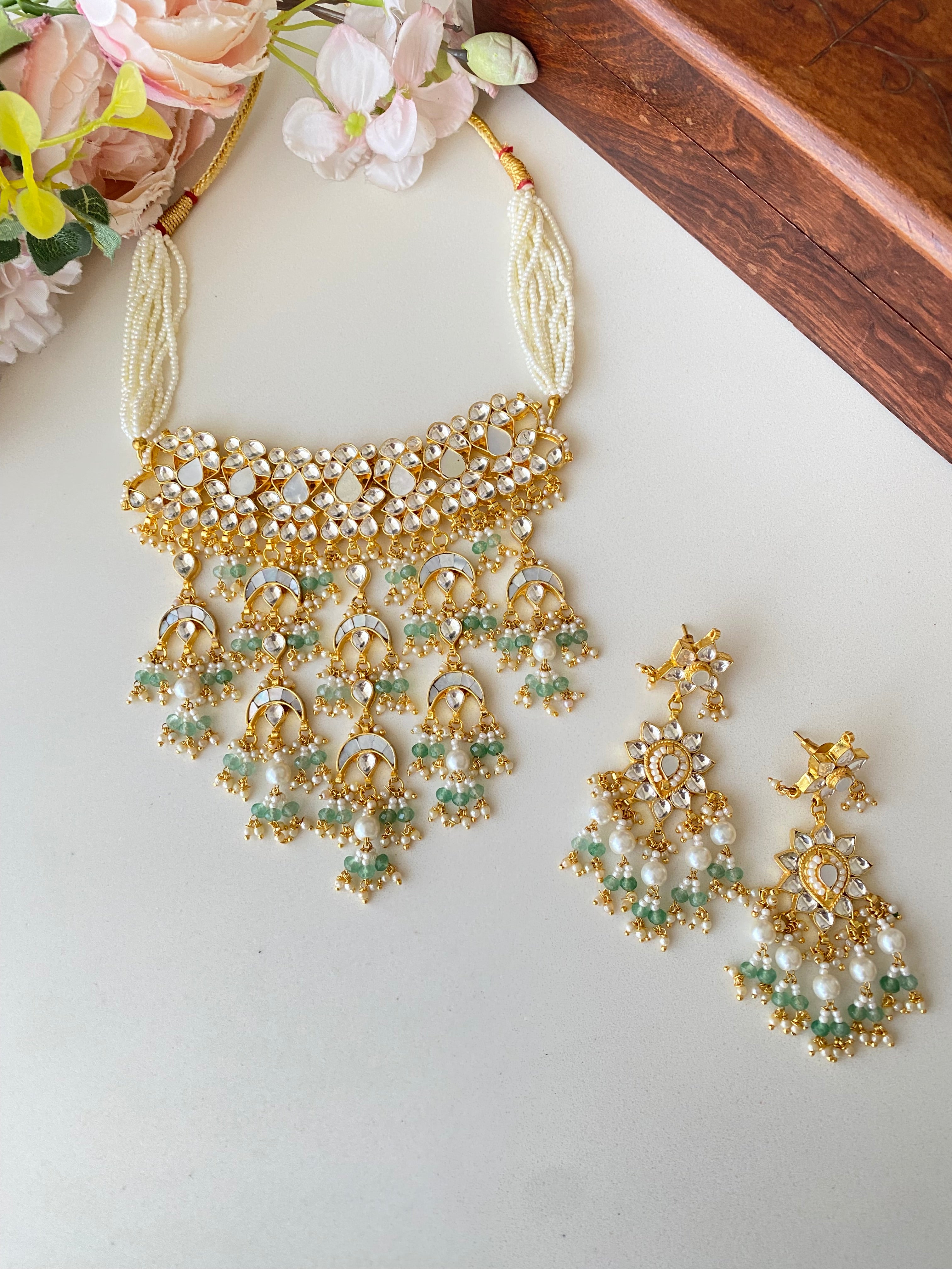 Mother of Pearl with kundan Choker Set