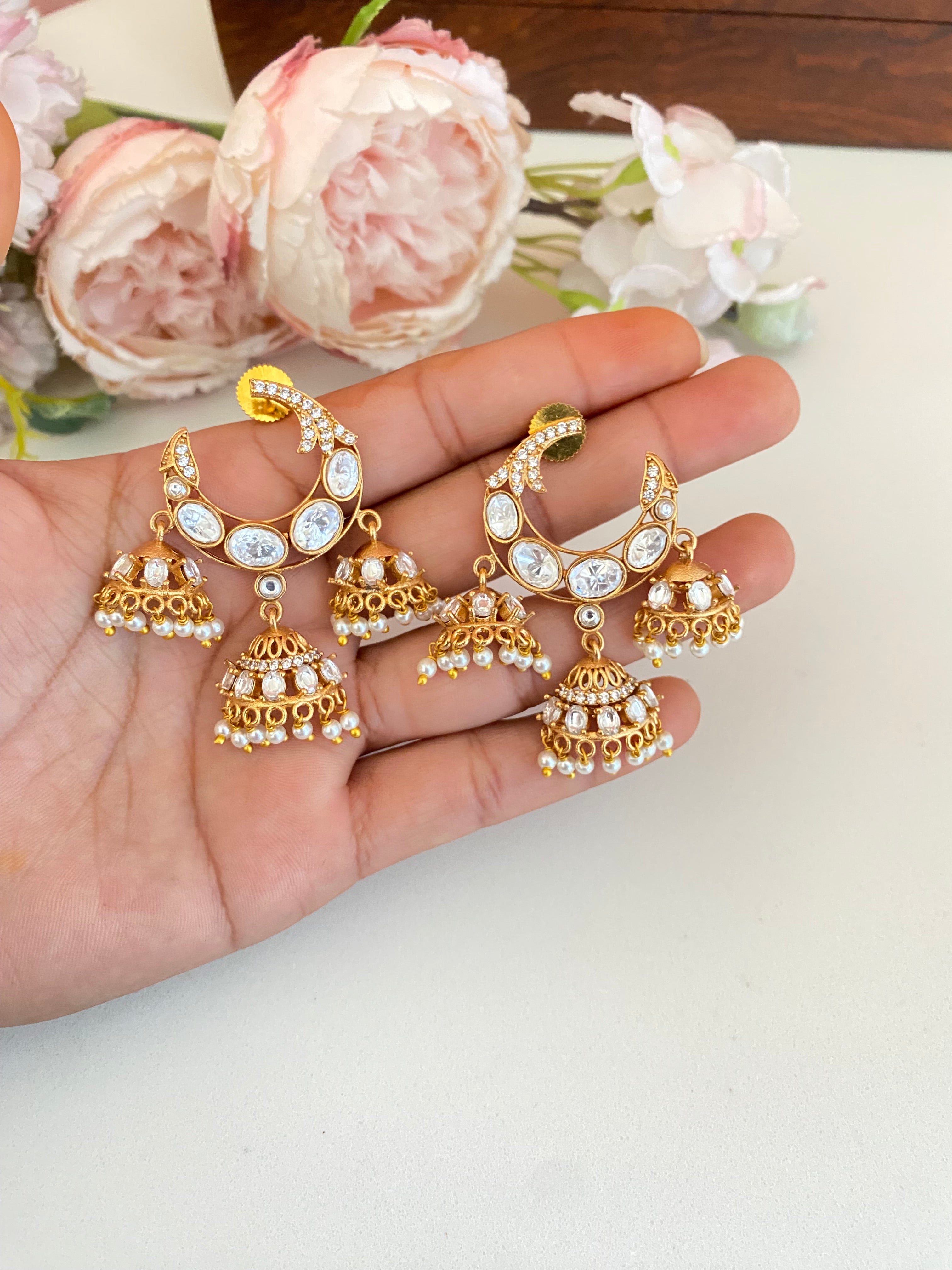 Gold plated Moissanite Jhumka
