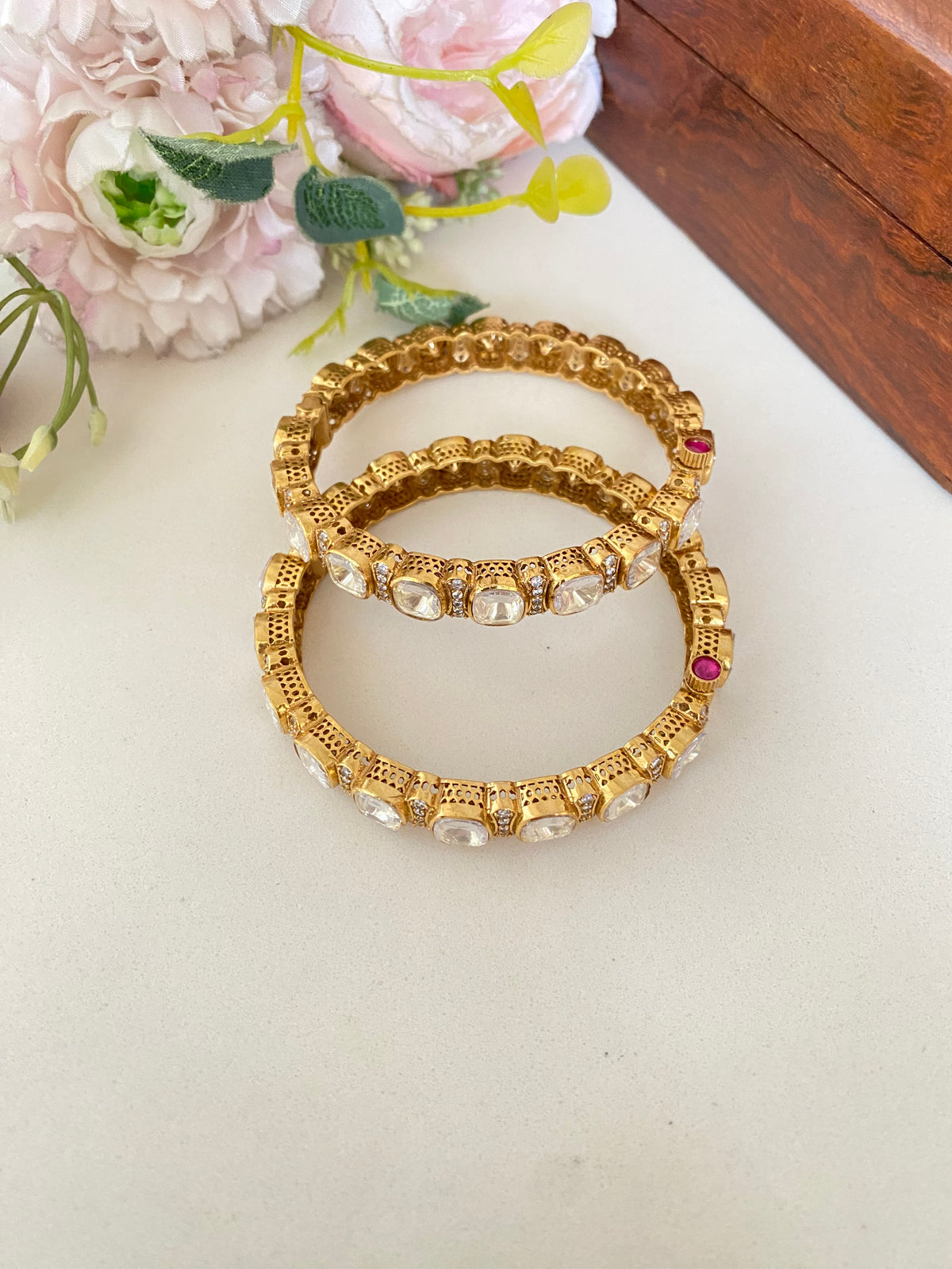 Gold plated Moissanite Bangles