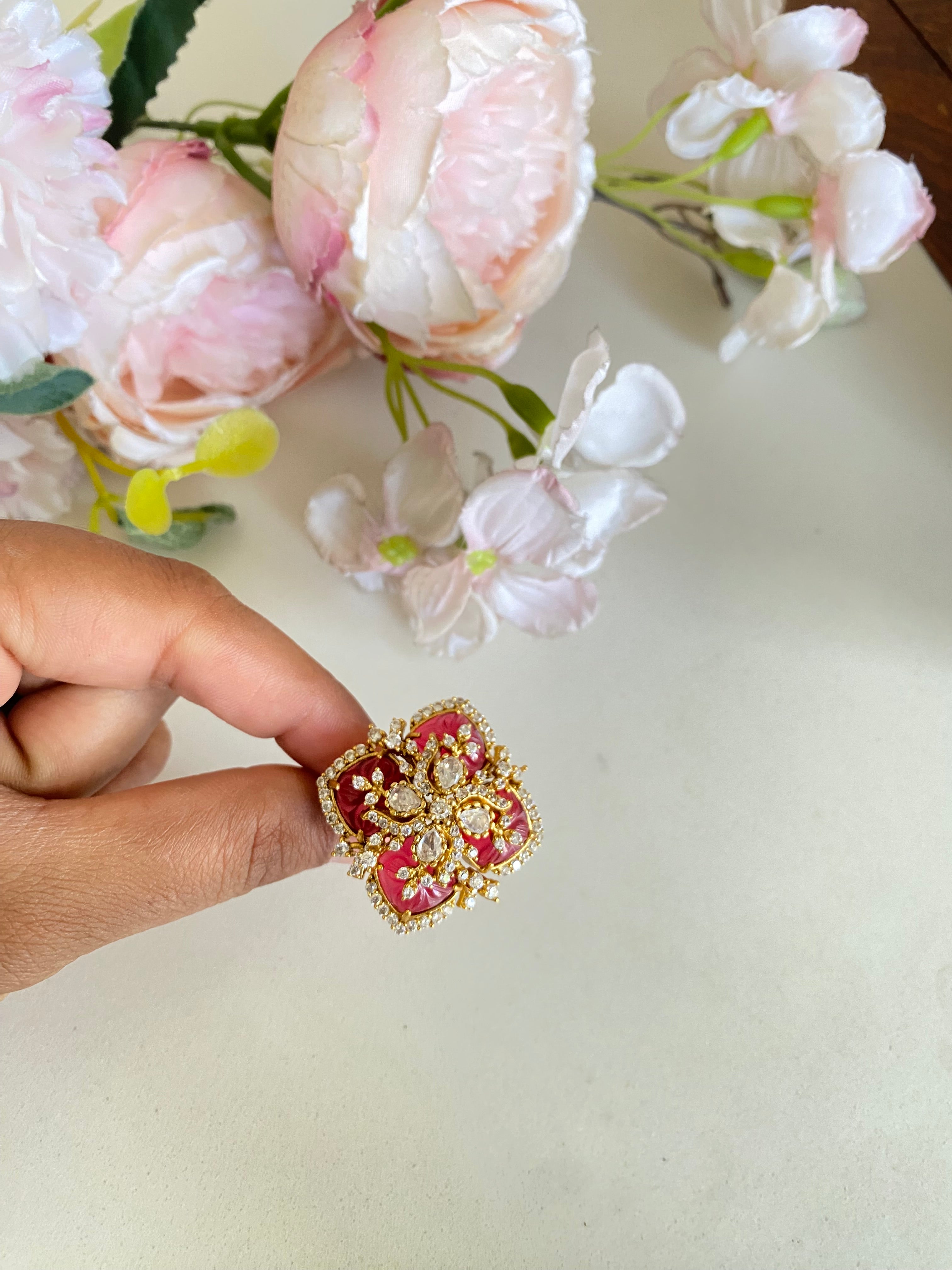 Moissanite Polki Ring