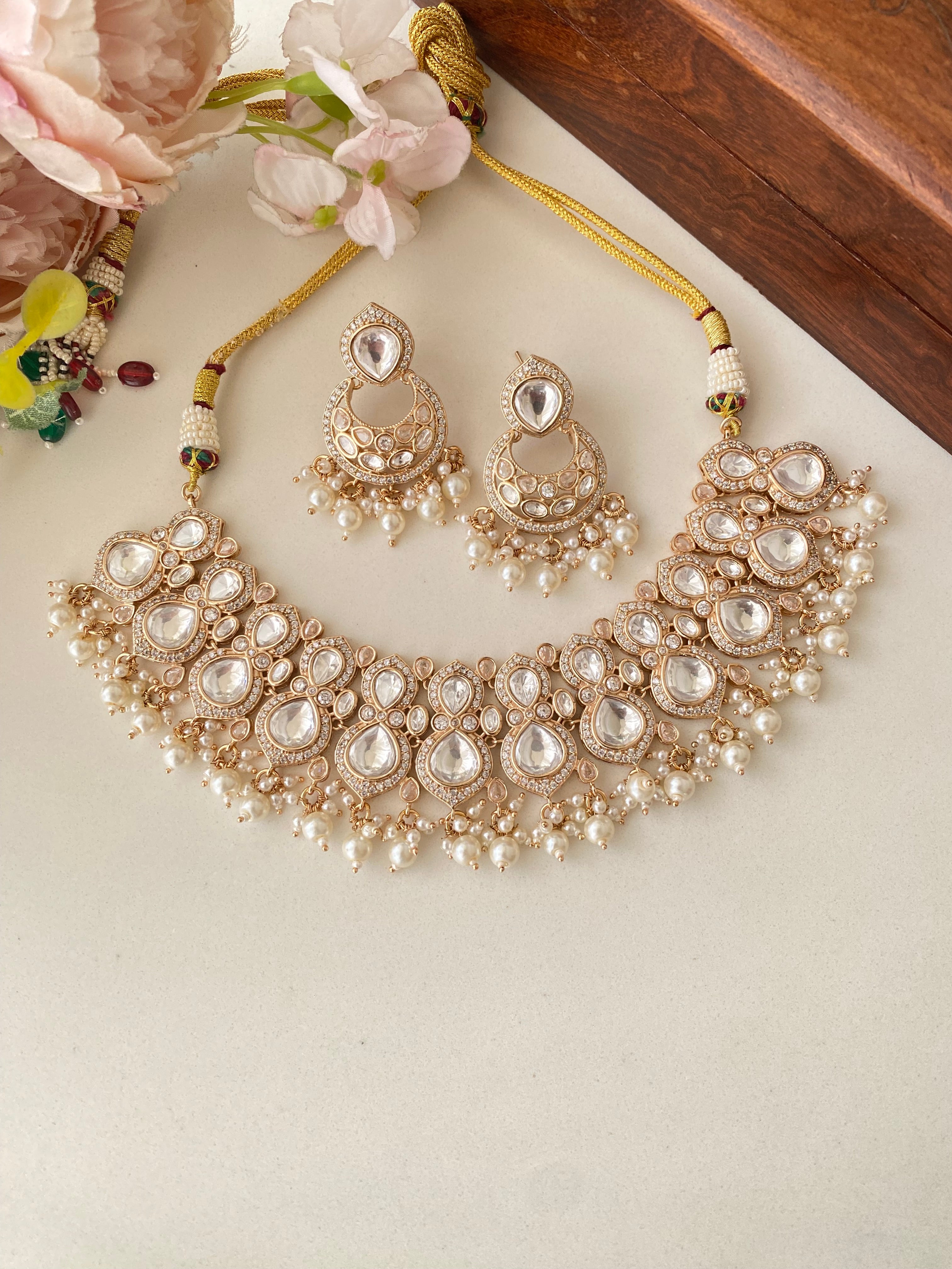Moissanite Polki Necklace Set