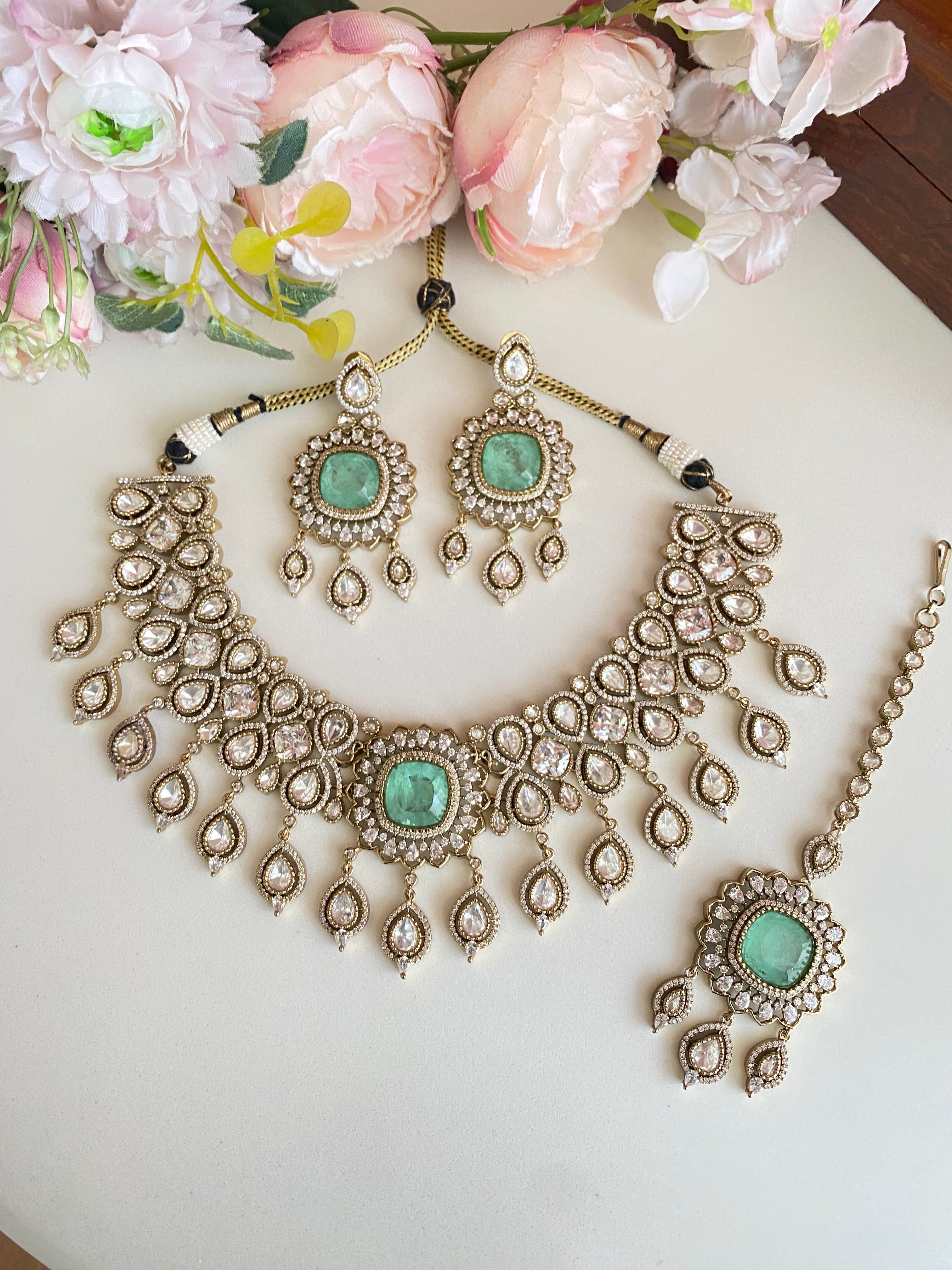 Moissanite Mint Necklace Set