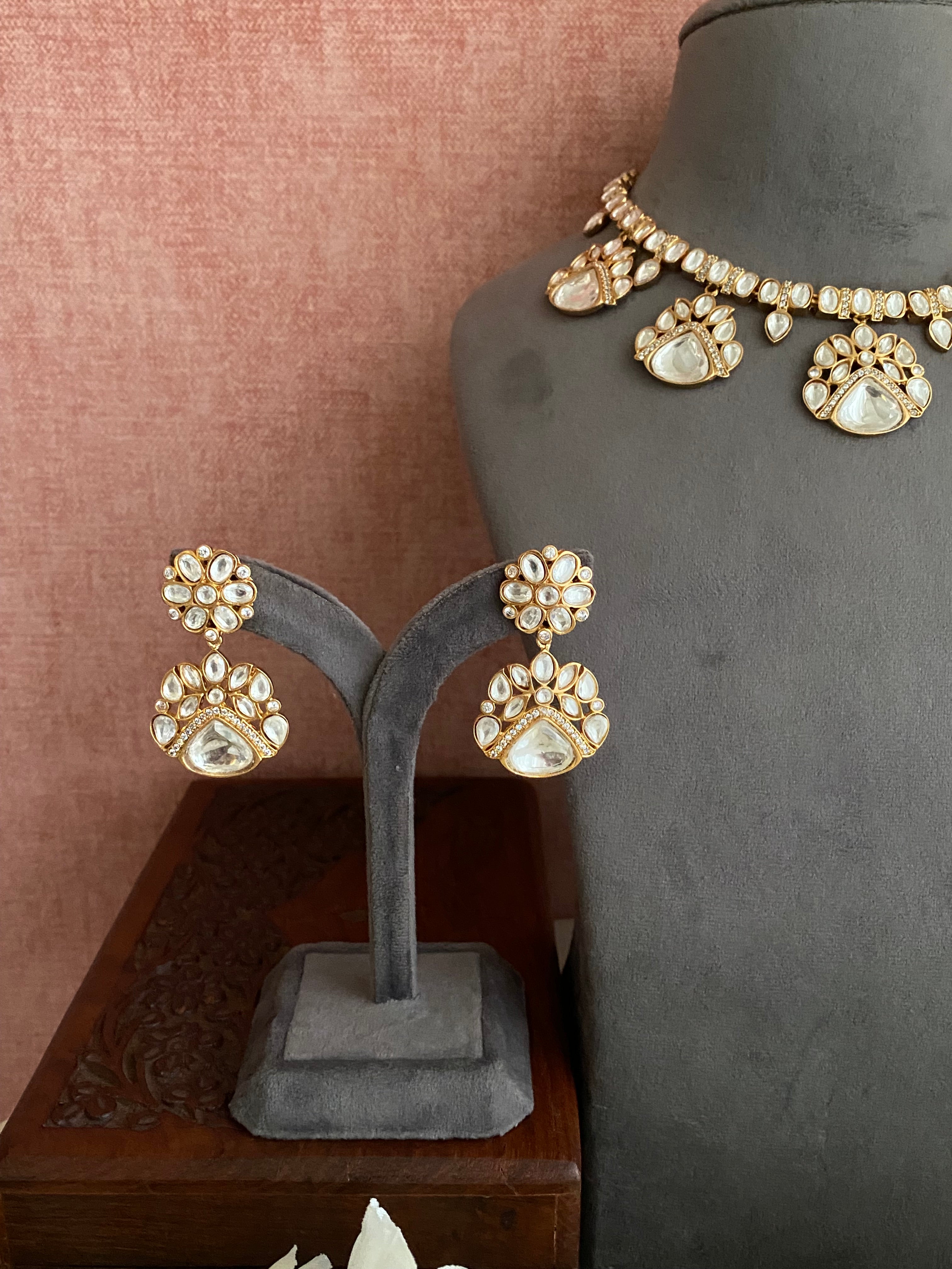 Gold plated Moissanite Necklace Set