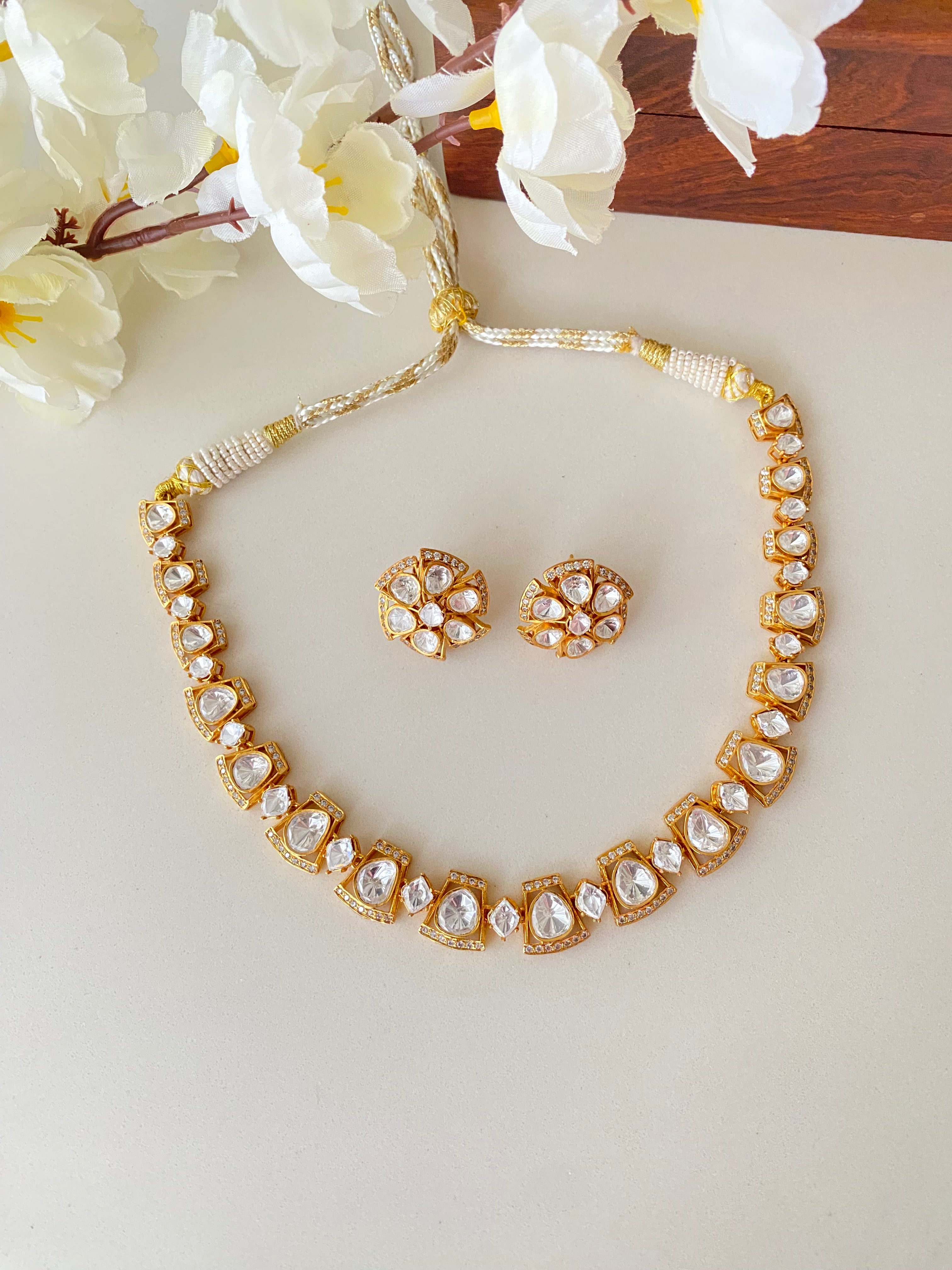 Gold plated Moissanite Choker set