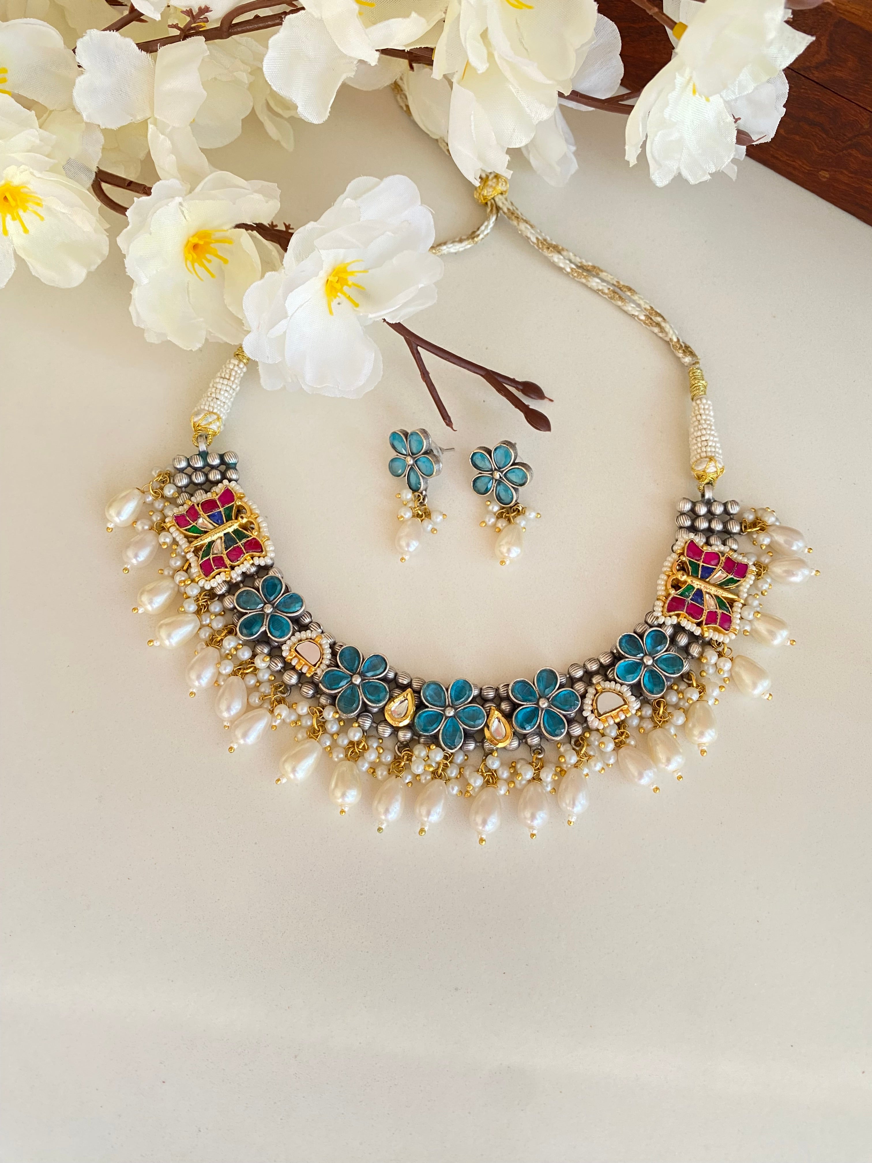 Oxidised necklace set