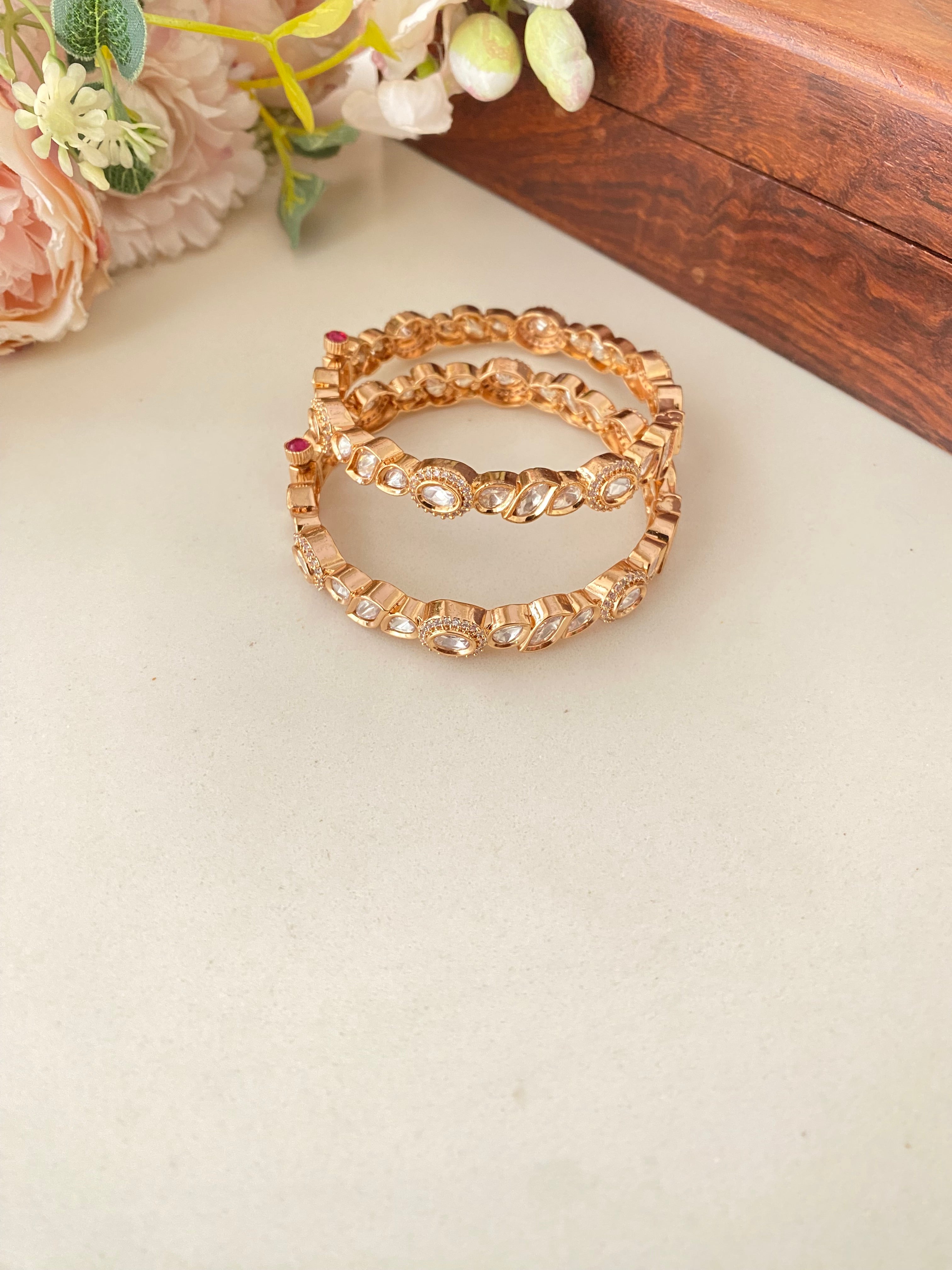 Gold plated Moissanite Bangles