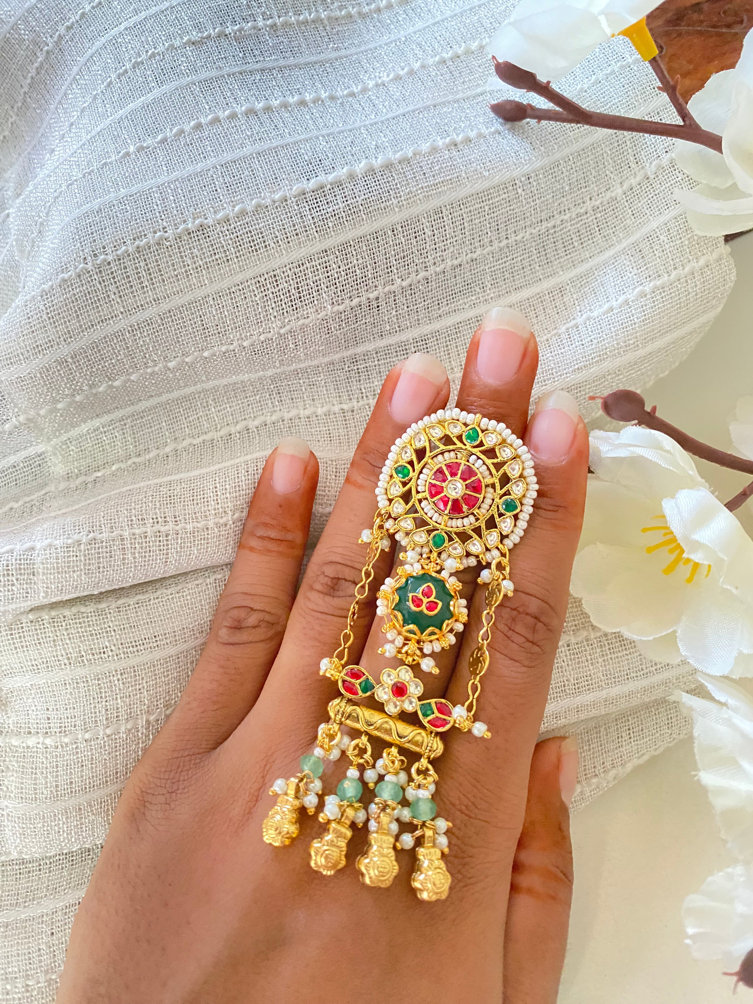 Gold plated Kundan Ring