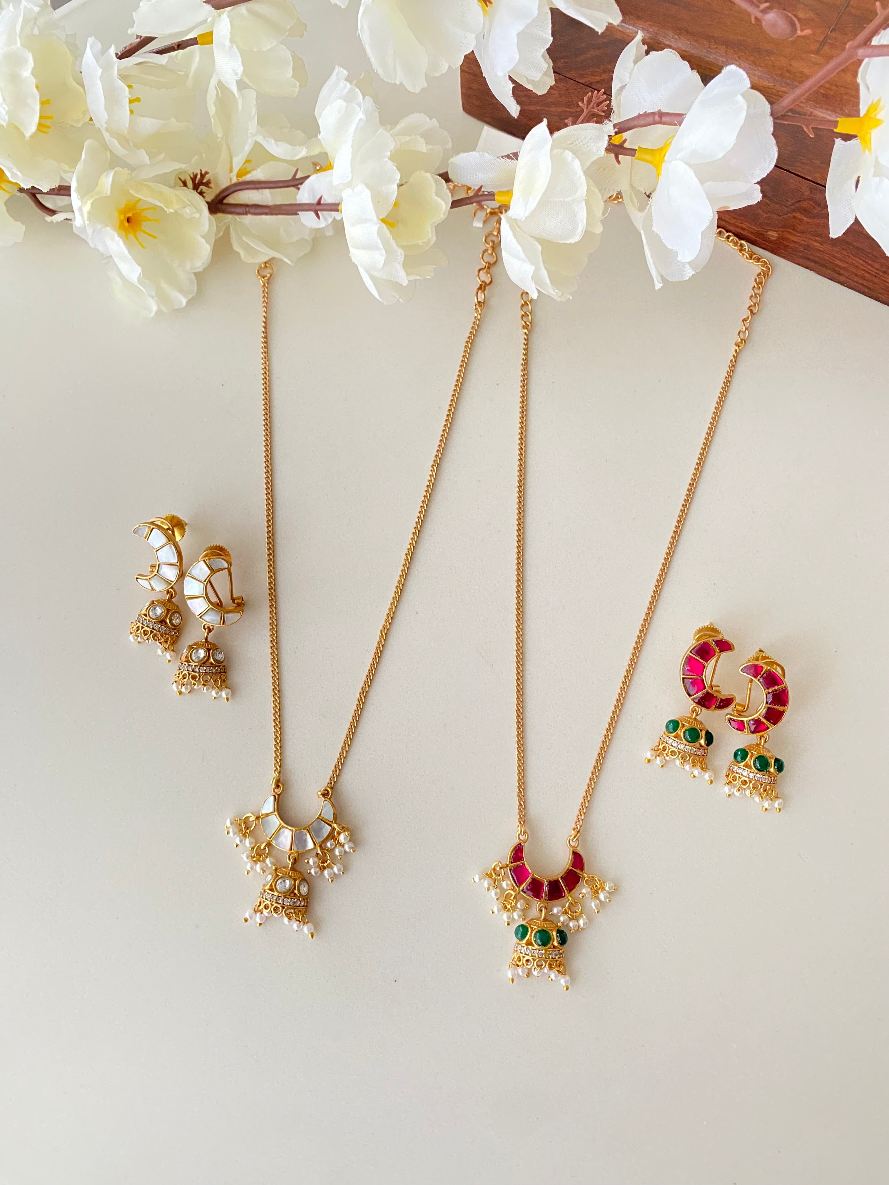 Gold plated Moissanite pendant Set